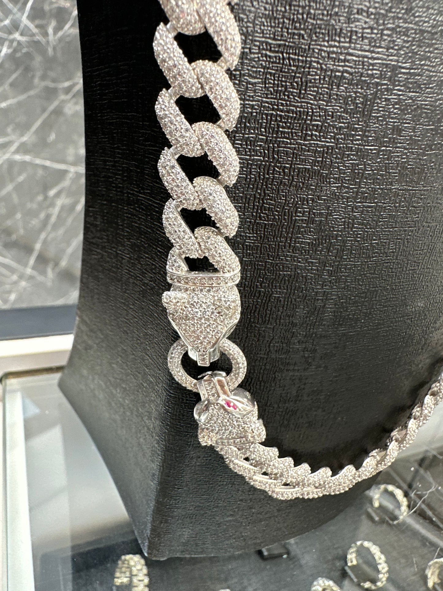 925 Zilveren Iced Cubana Ketting – 72 cm