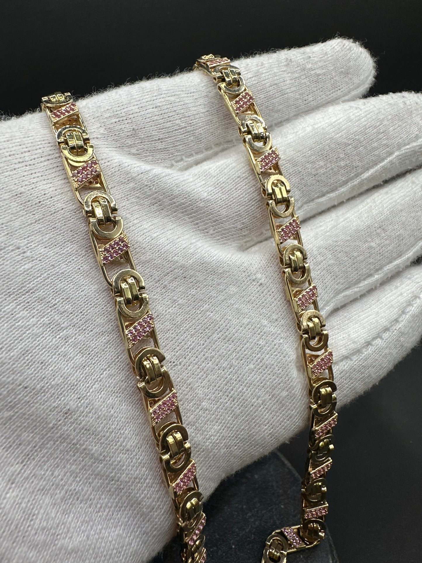 14K Gouden Valentino Ketting met Robijnen – 63 cm