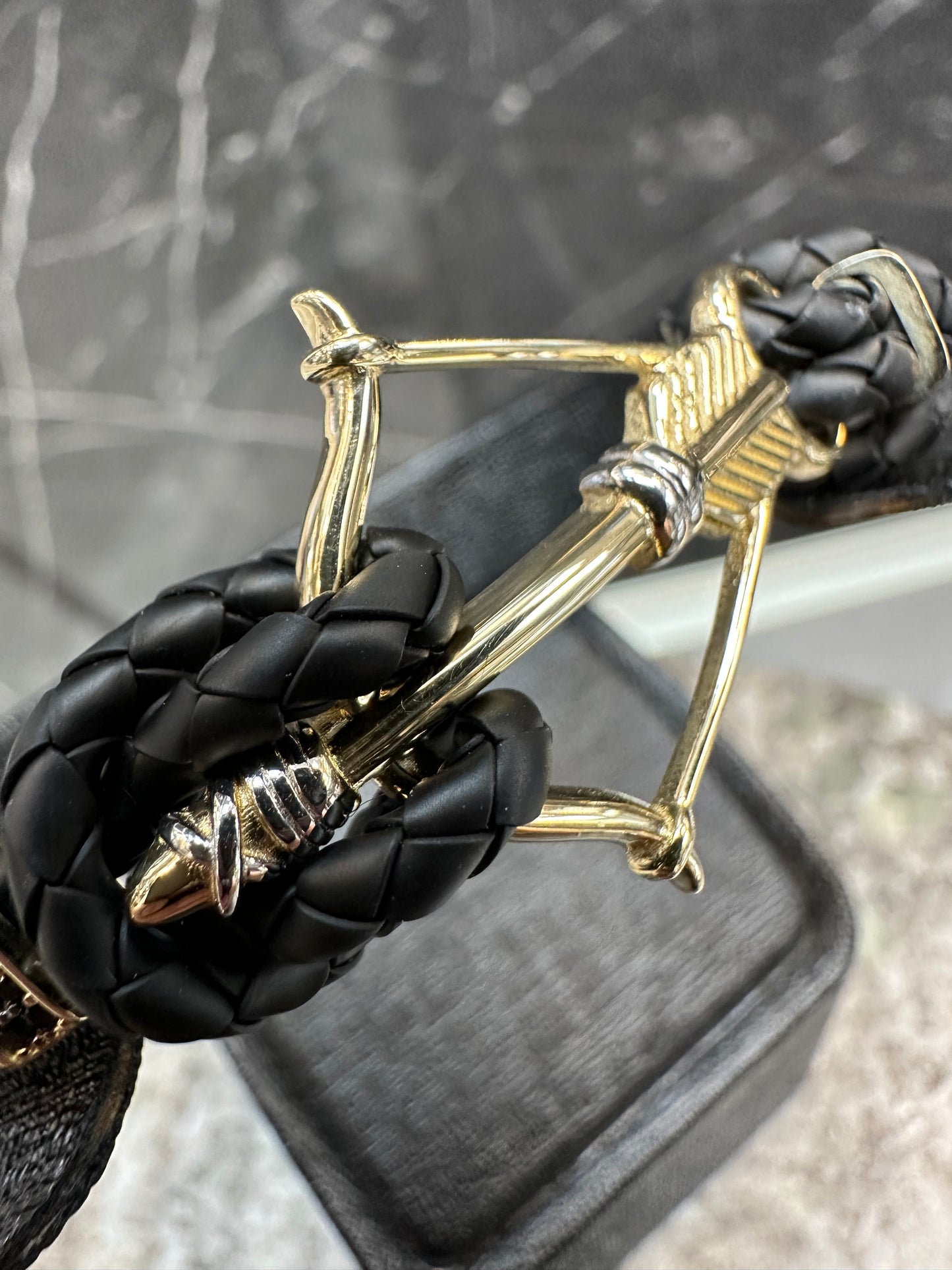 14K Gouden Pijl & Boog Armband met Leer