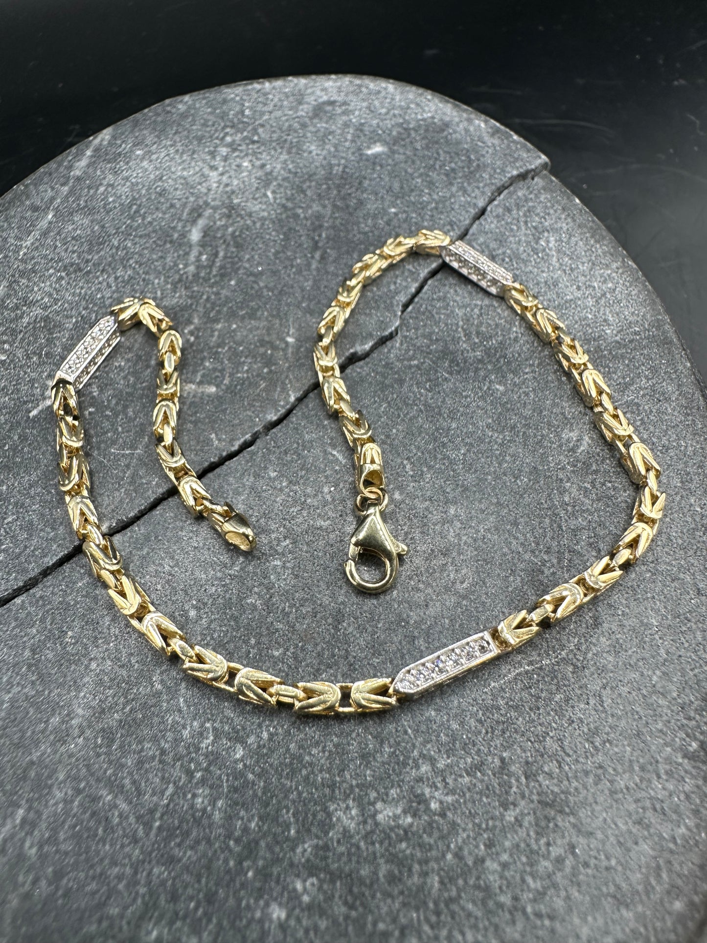 14K Gouden Koningsarmband met Zirkonia Stenen – 21 cm