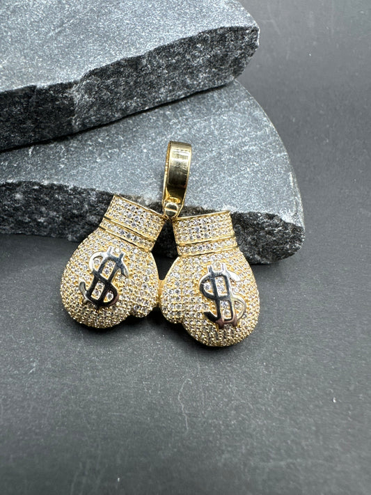 14K Gouden Dollar Bokshandschoenen Hanger met Zirkonia