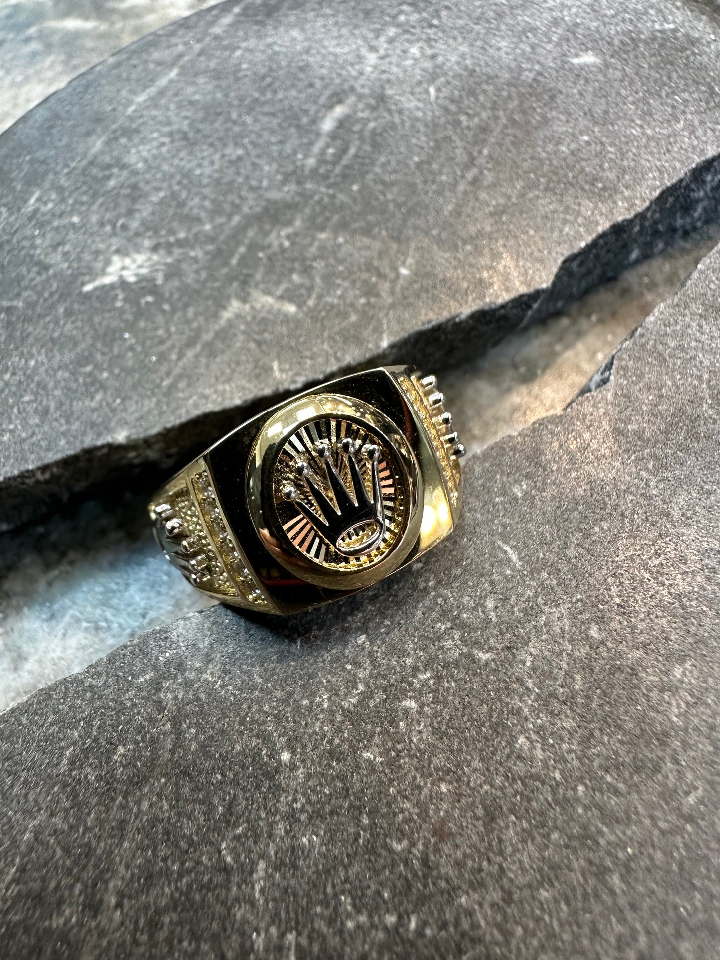 14K Gouden Trio Kroon Ring – Bicolor | Maat 20,5 | Luxe & Koninklijk Design