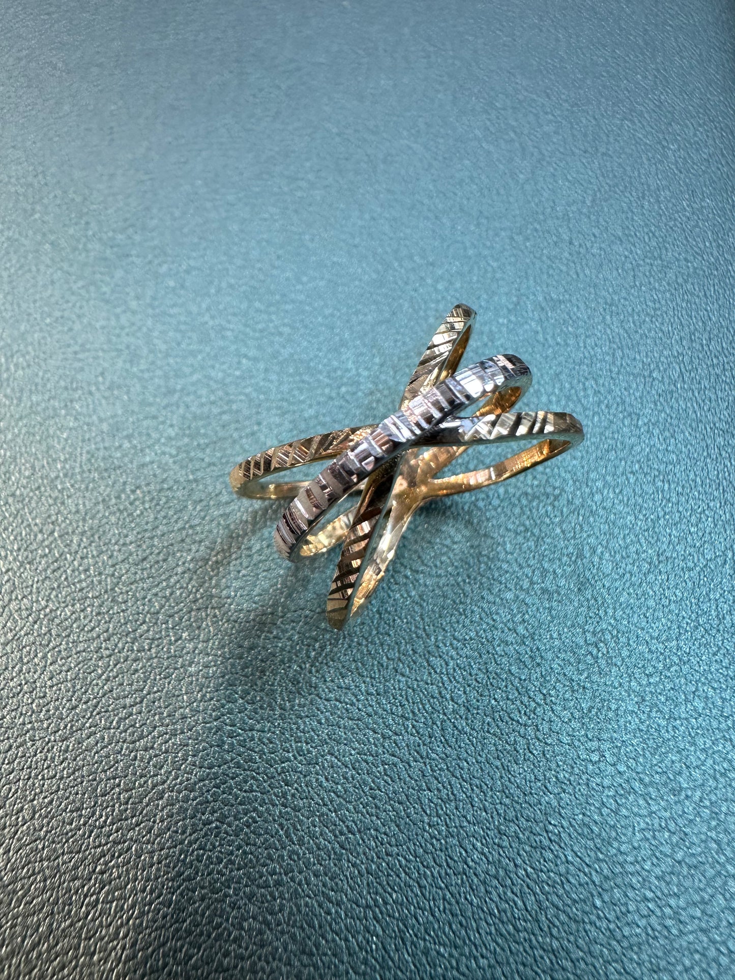 14K Gouden Elegante ring – Witgoud & Geelgoud – Maat 17,5