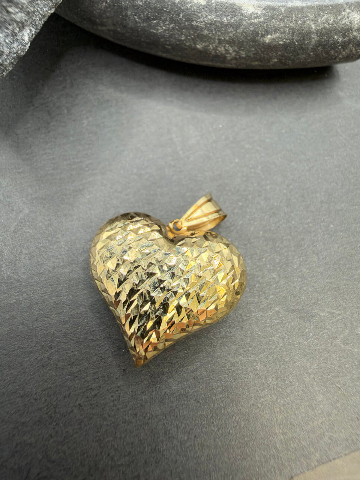 14K Gouden Diamond Cut Hart Hanger