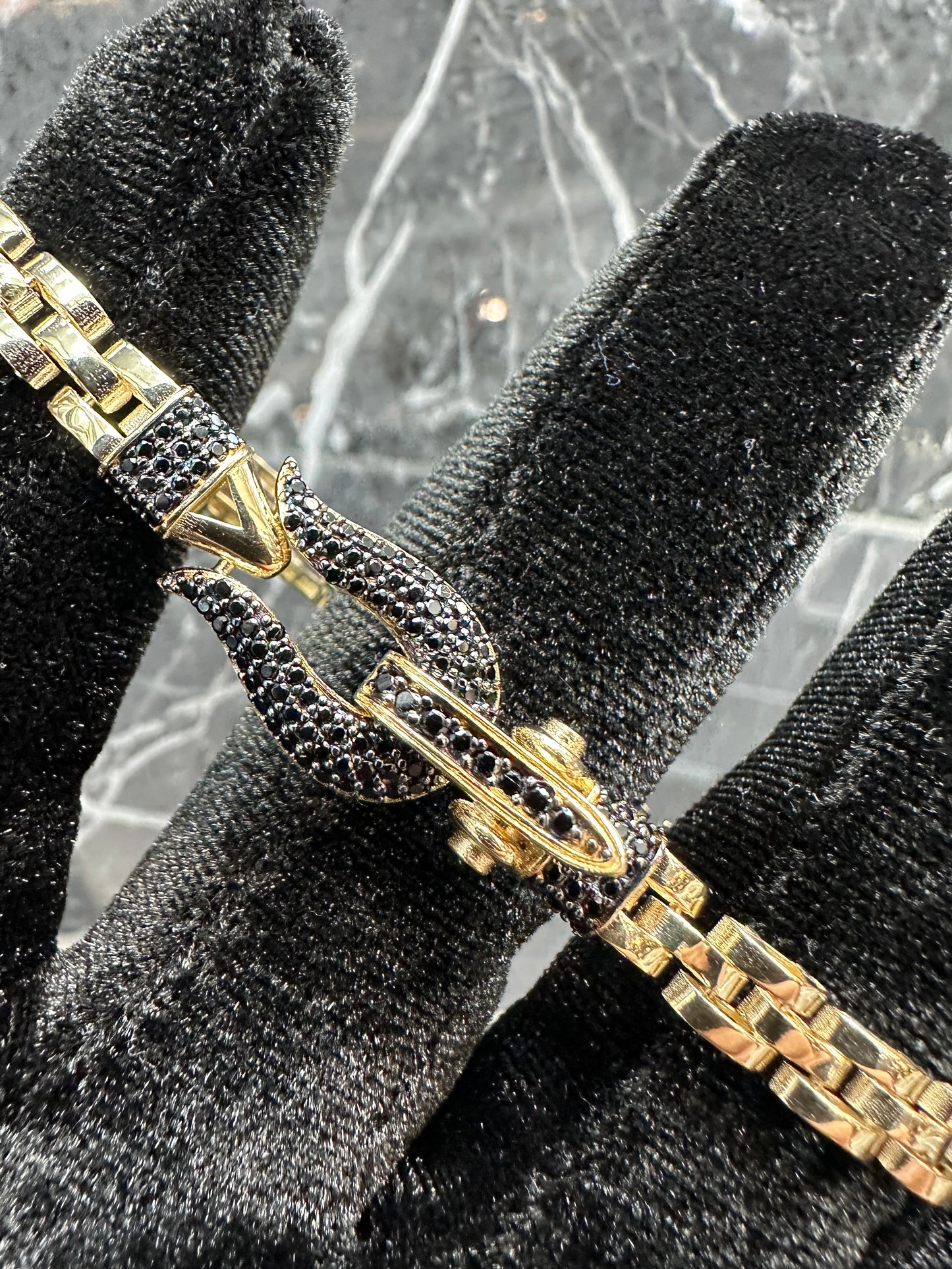 14K Gouden President Armband met Onyx Slot – 19 cm | 5,5 mm