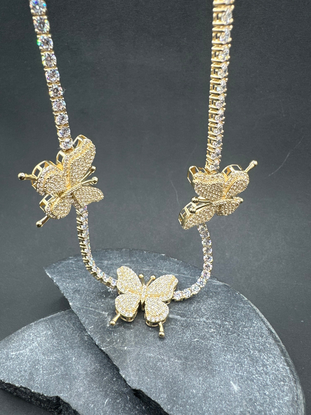 14K Gouden Vlinderketting met Zirkonia – 44 cm | 3 mm
