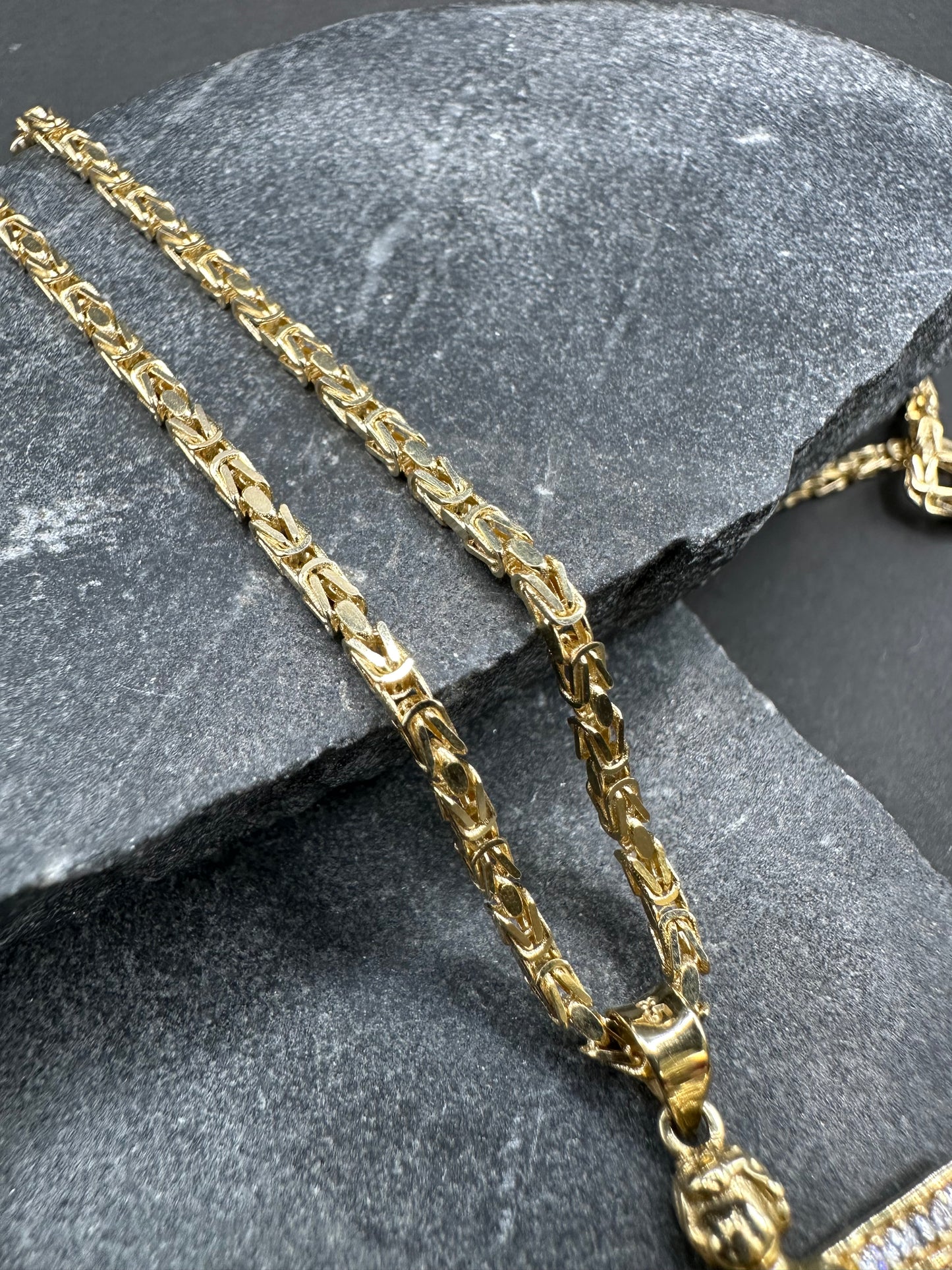 14K Gouden Massieve Koningsketting met Engel Hanger – 65 cm