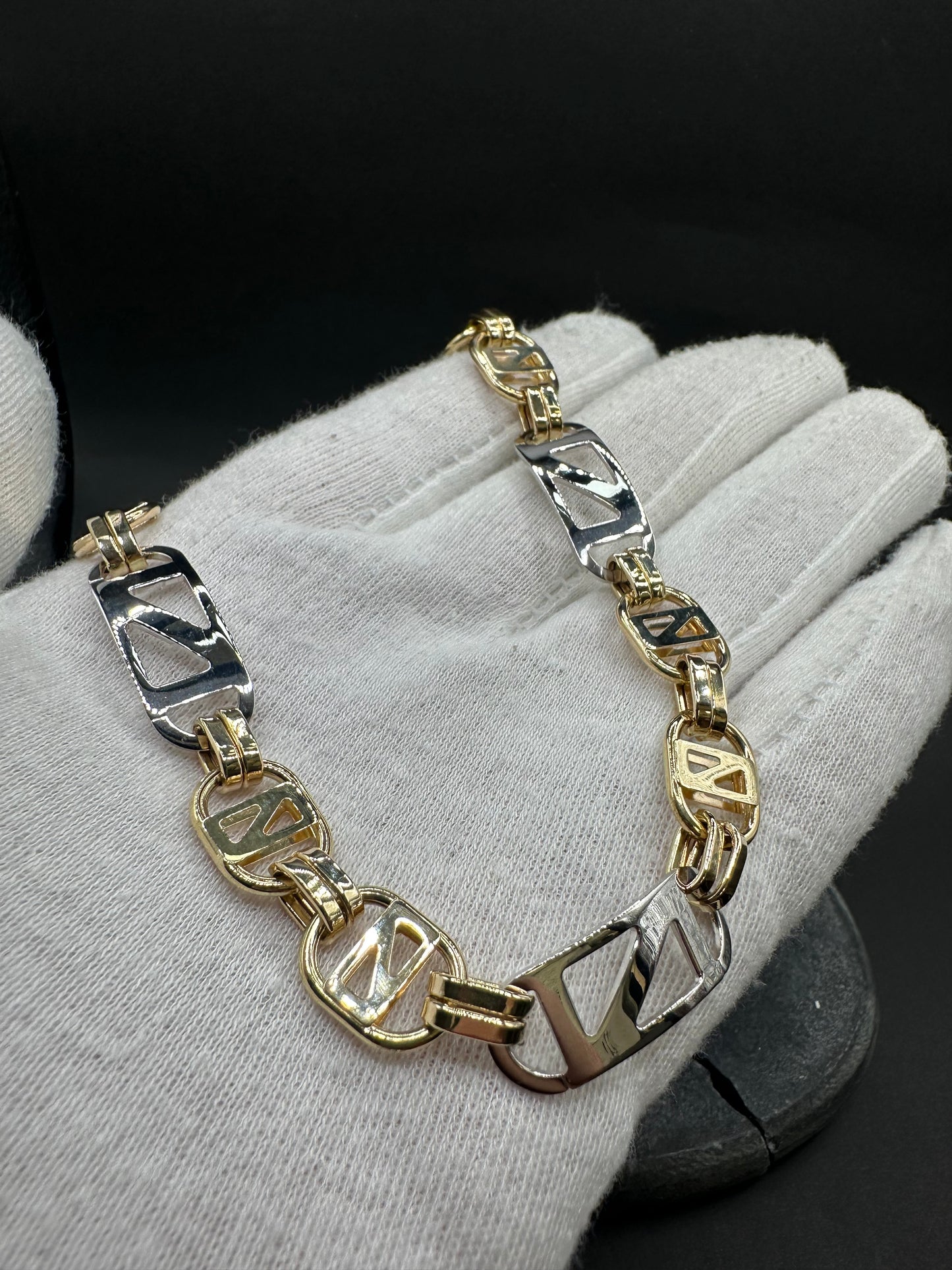 14K Gouden Bicolor Kingsly Ruit Armband – 22 cm