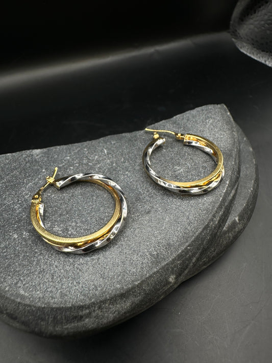 18K Gouden Bicolor Oorbellen – 26,7 mm