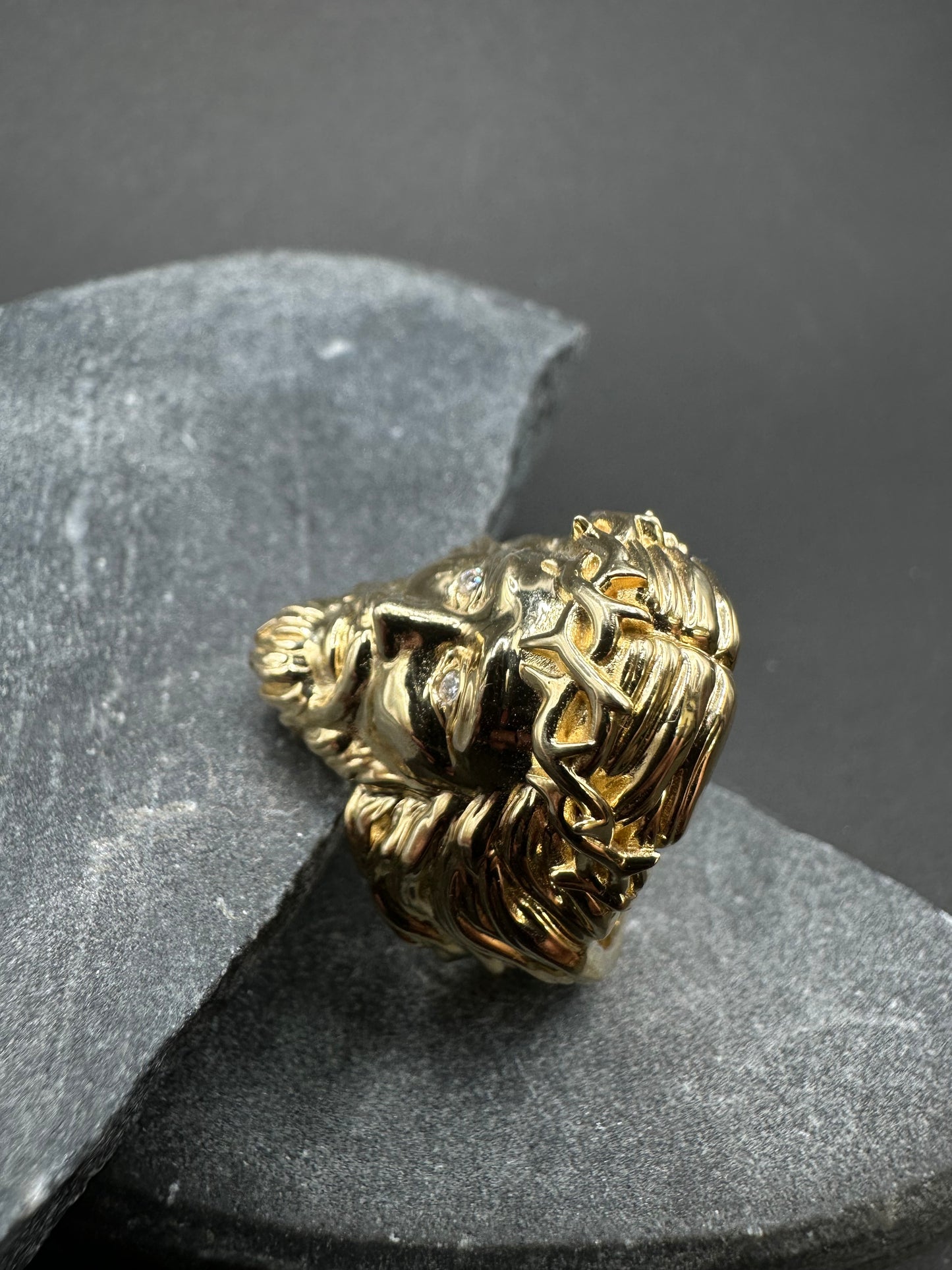 14K Gouden Jezus Hoofd Ring – Maat 20