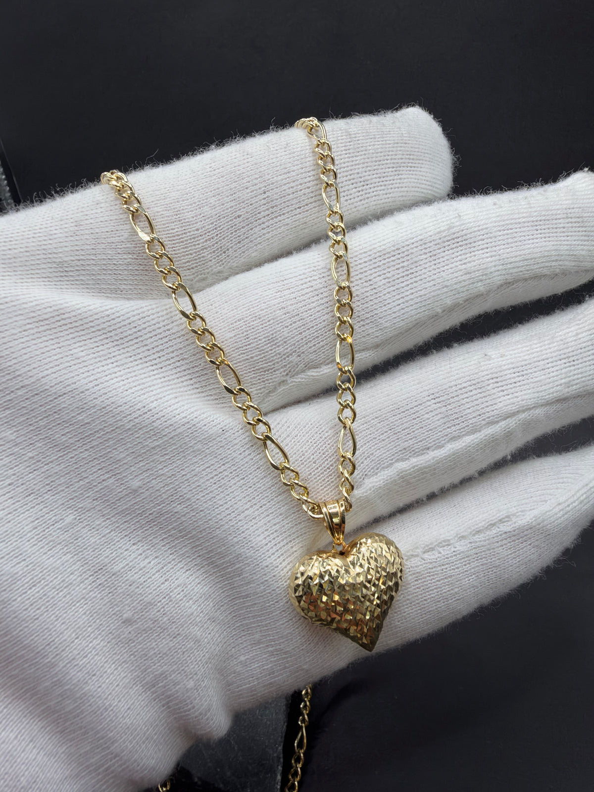 14K Gouden Figaro Ketting met Hart Hanger – 55 cm – 3,1 mm