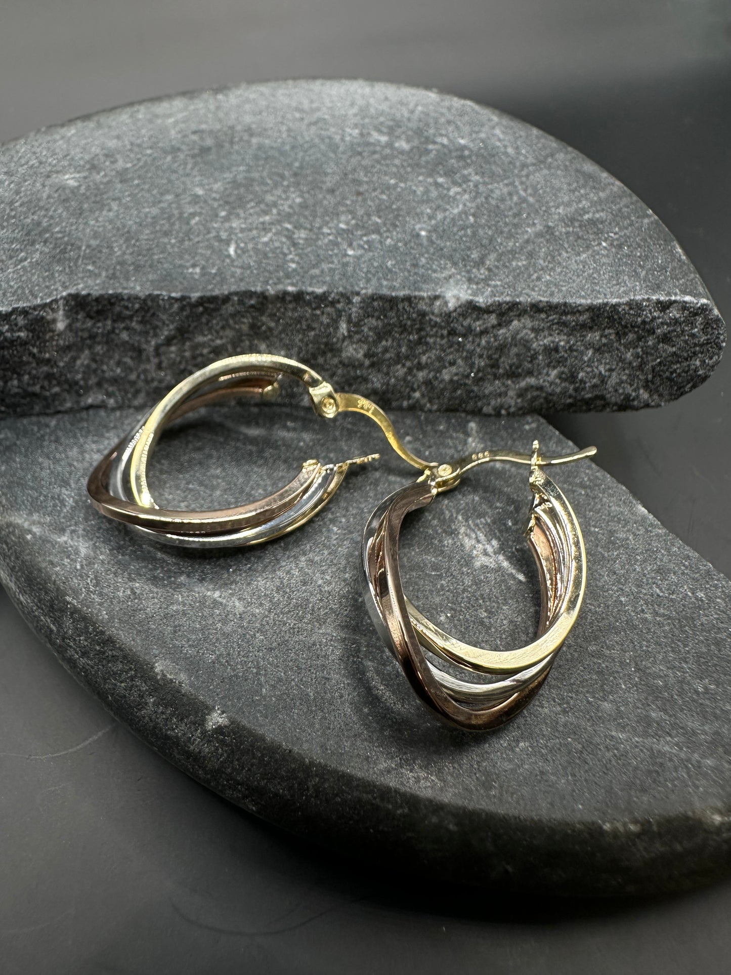 14K Gouden Tricolor Oorbellen – 20 mm