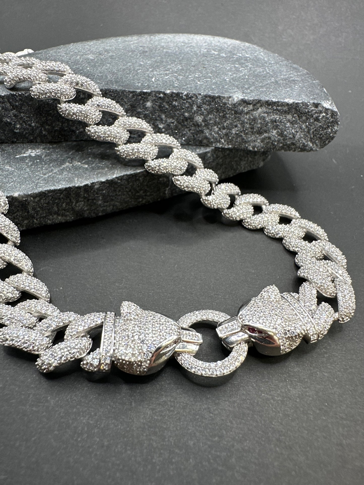 925 Zilveren Iced Cubana Ketting – 72 cm
