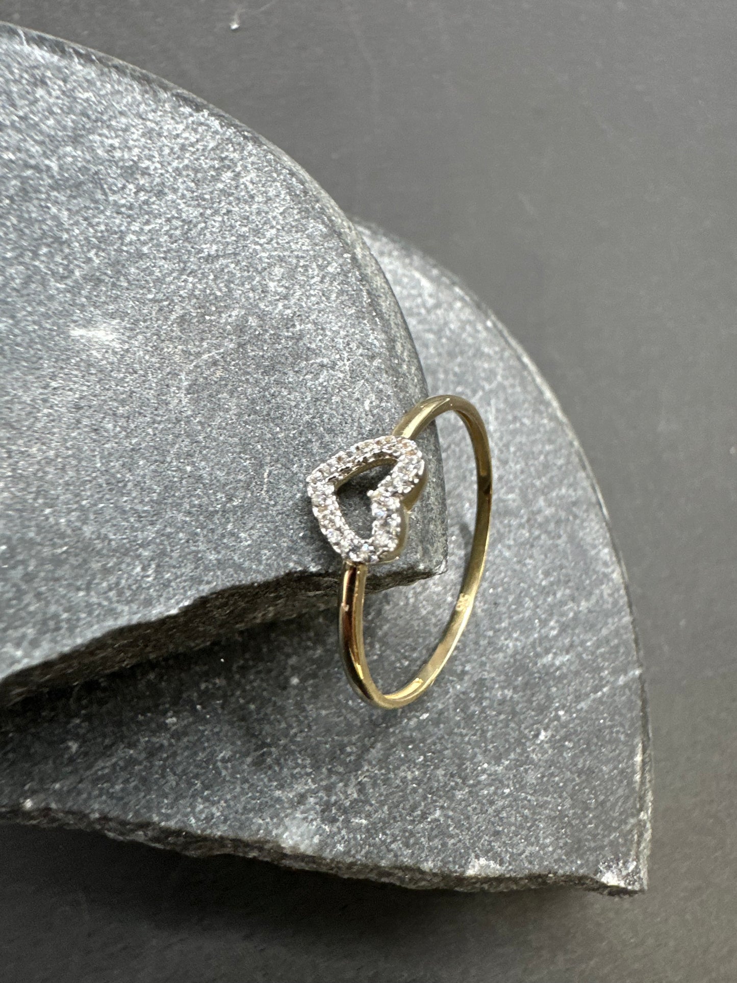 14K Gouden hartvormig ring met Zirkonia – Maat 18,5