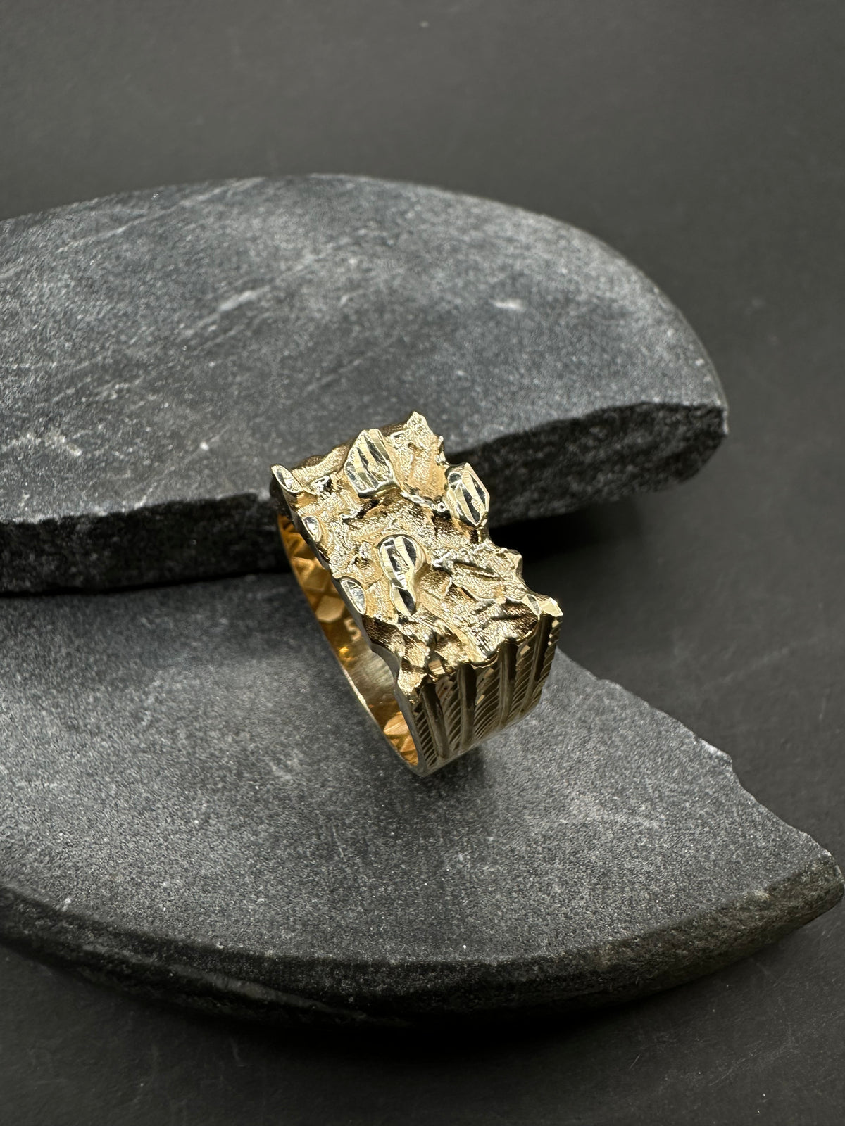 Prachtige 14K Gouden Piet Piet Ring – Diamond Cut