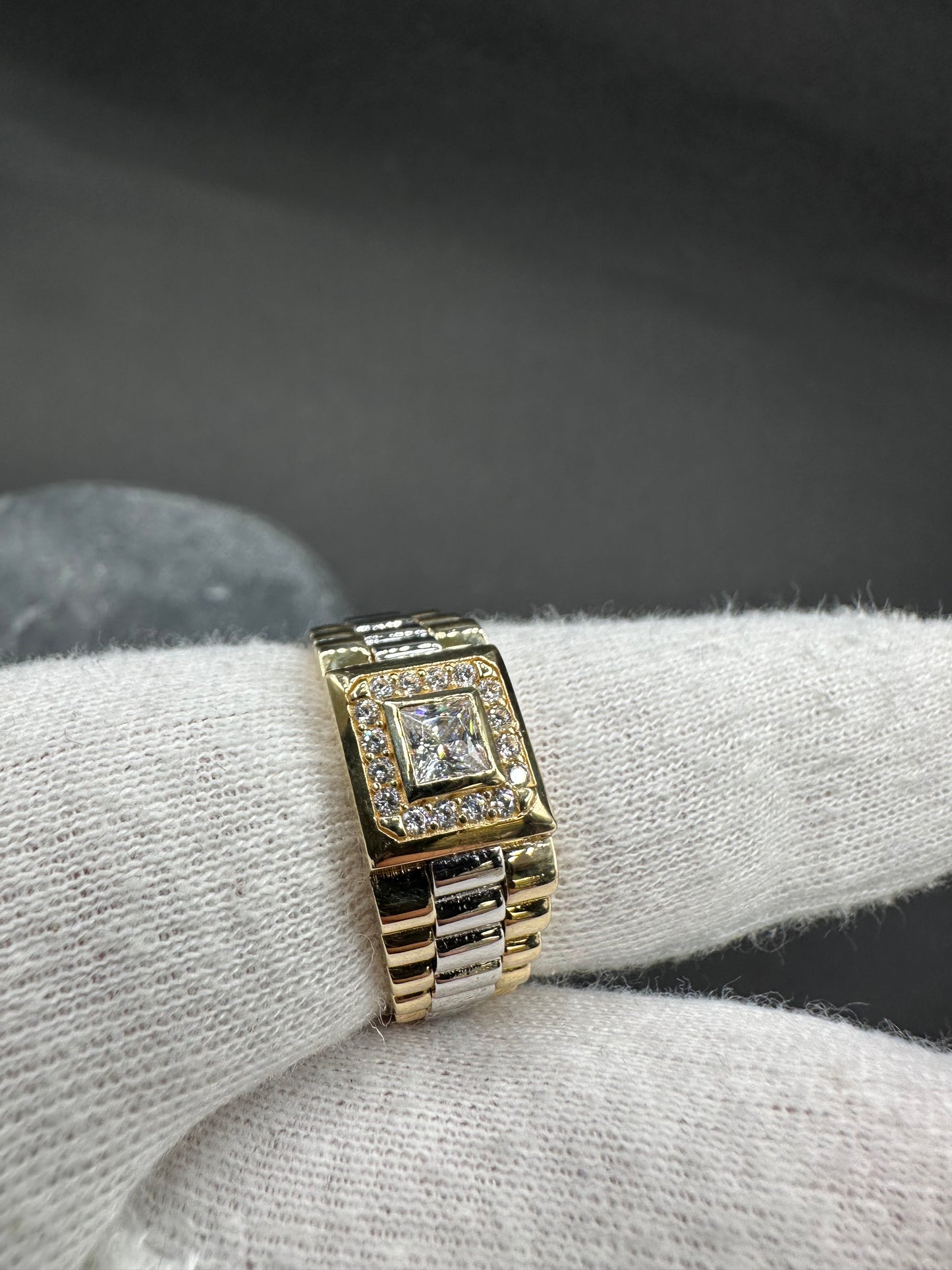 14K Gouden Bicolor Ring met Zirkonia – Maat 20,5