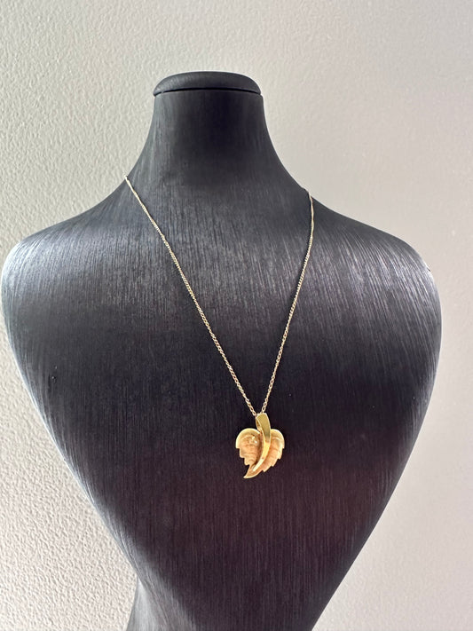 14k Gouden Ketting met Bladje Hanger