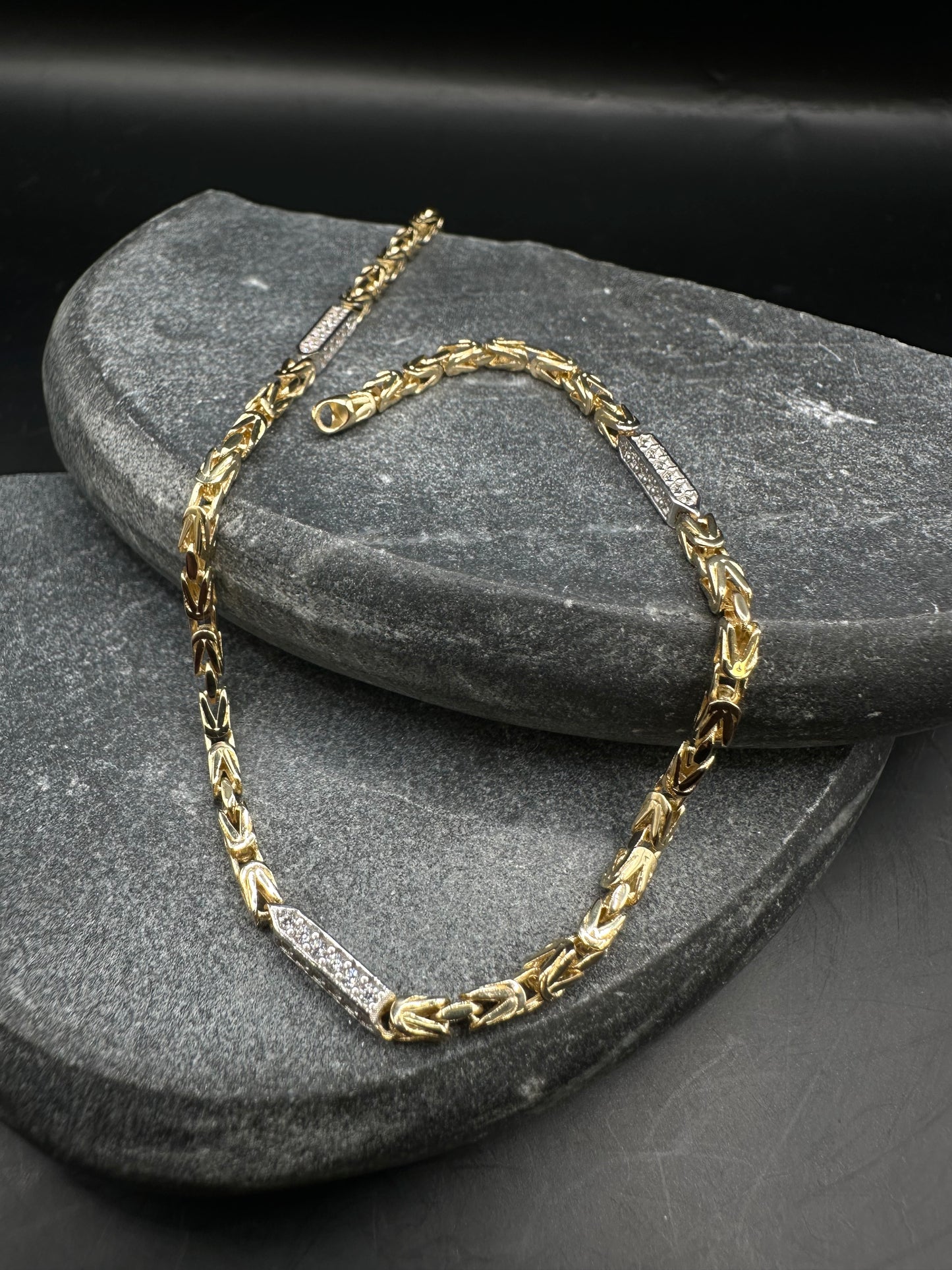 14K Gouden Koningsarmband met Zirkonia Stenen – 21 cm