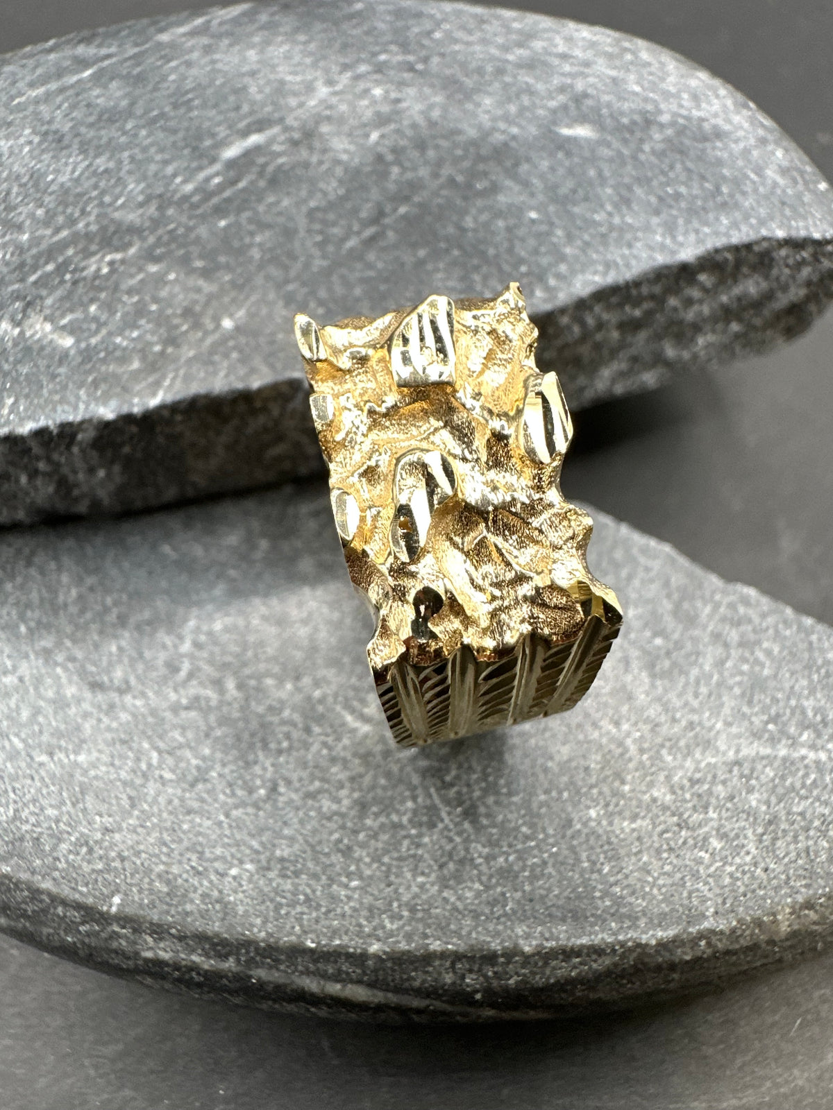 18K Gouden Piet Piet Ring – 11 mm Breed | Diamond cut