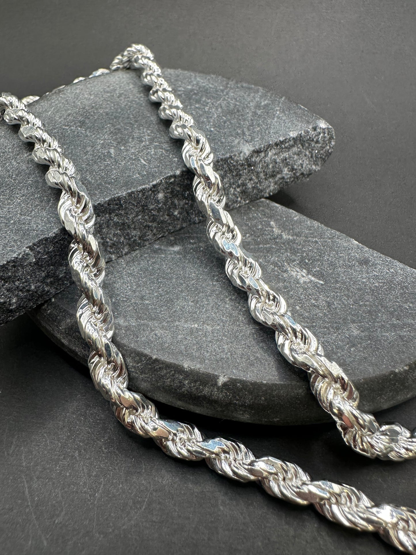925 Zilveren Diamond Cut Rope Chain – Made in Italy