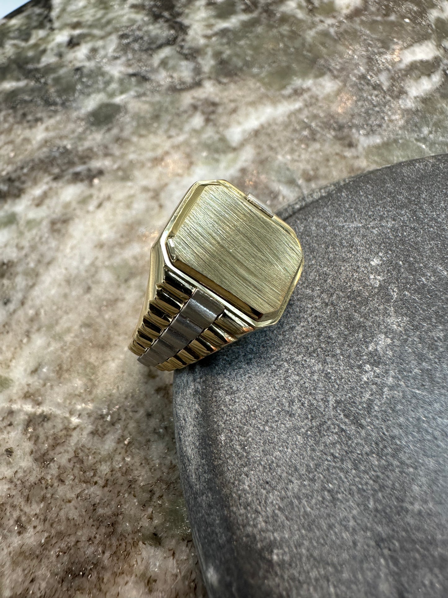 Prachtige 14K Gouden Zegelring Bicolor – Geelgoud & Witgoud – Graveren Gratis! | Maat 20,5