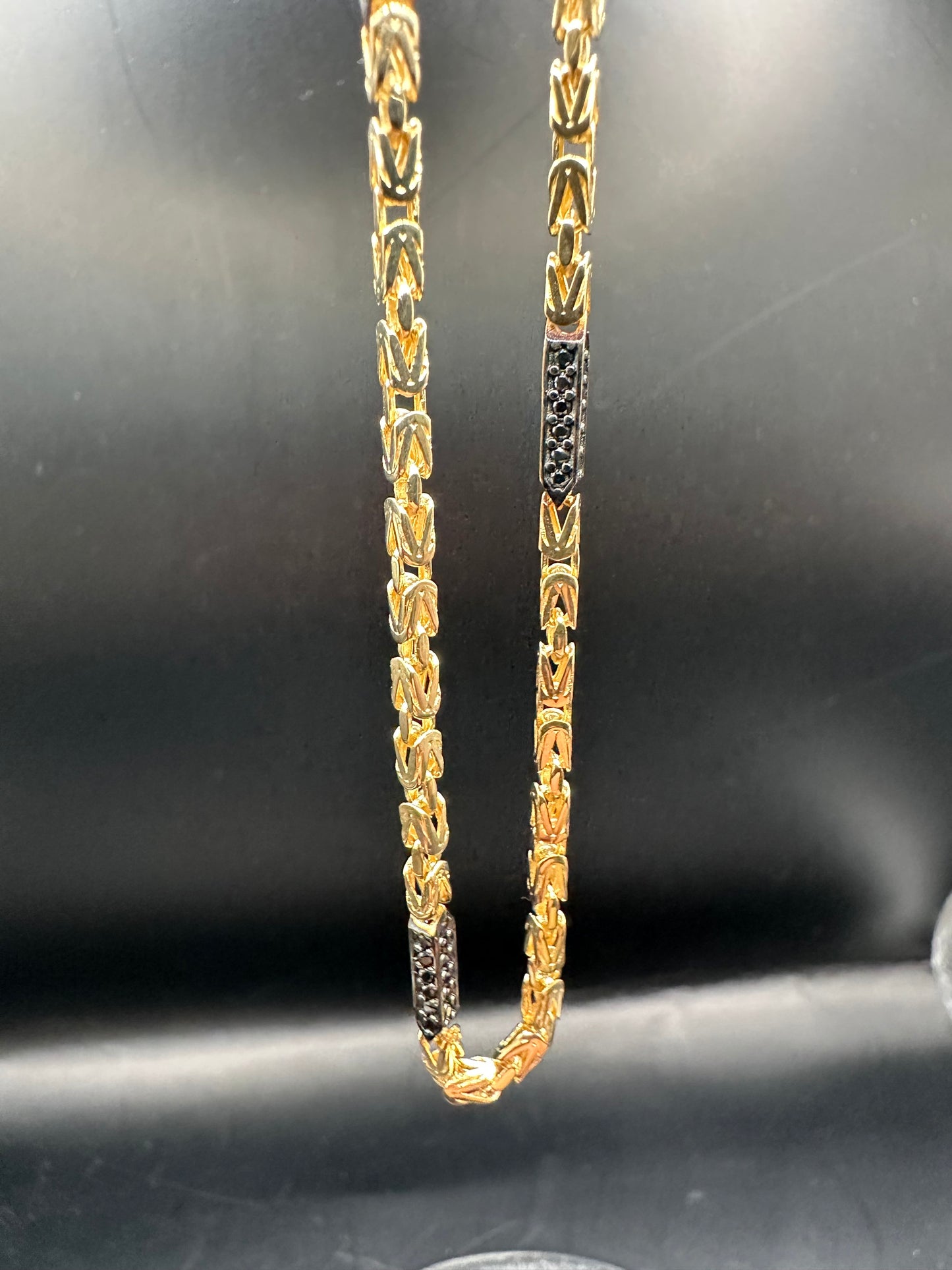 14K Gouden Koningsarmband met Onyx Stenen – 21 cm