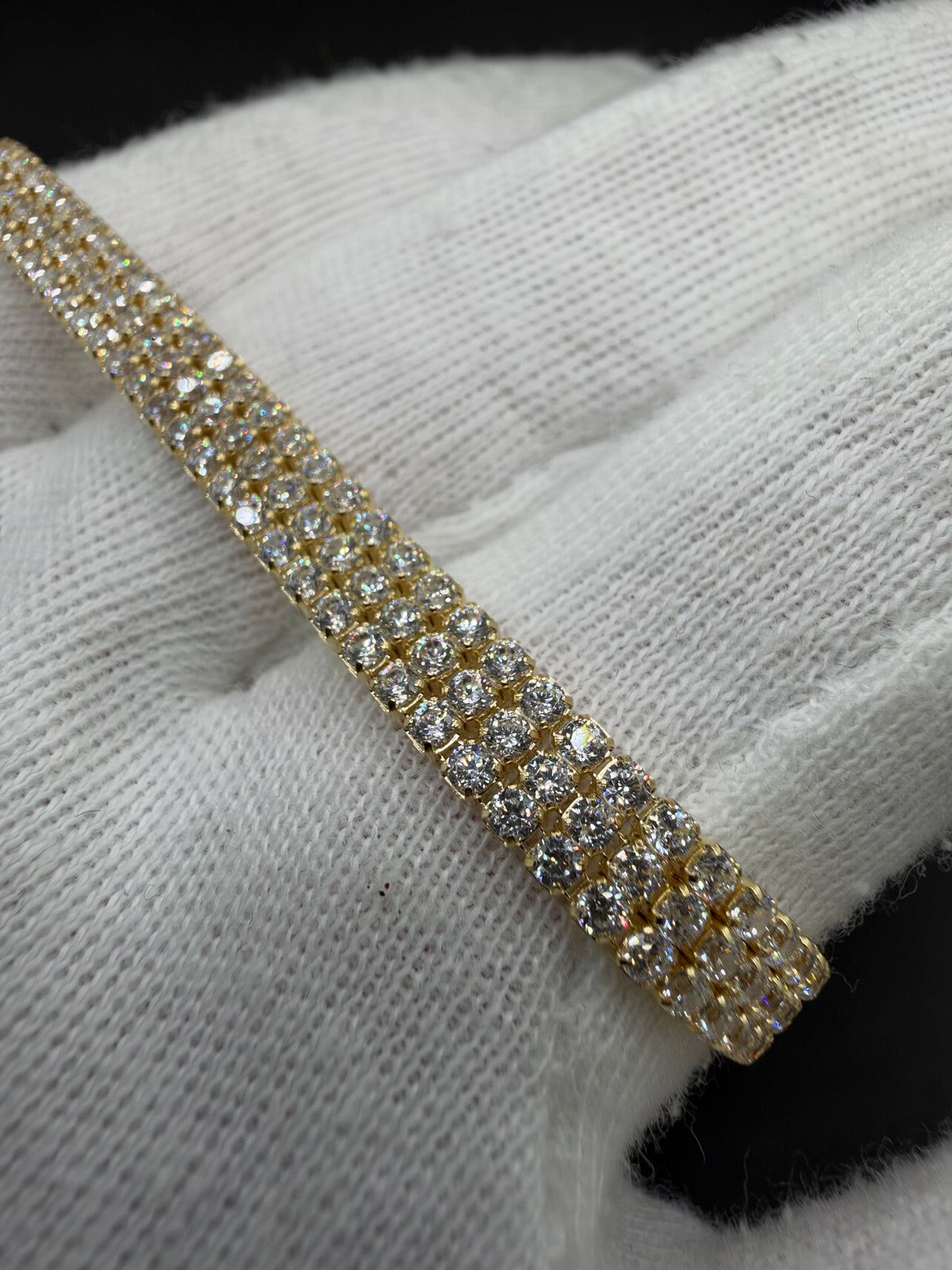 14K Gouden Triple-Row Tennisarmband met Zirkonia – 5,2 mm