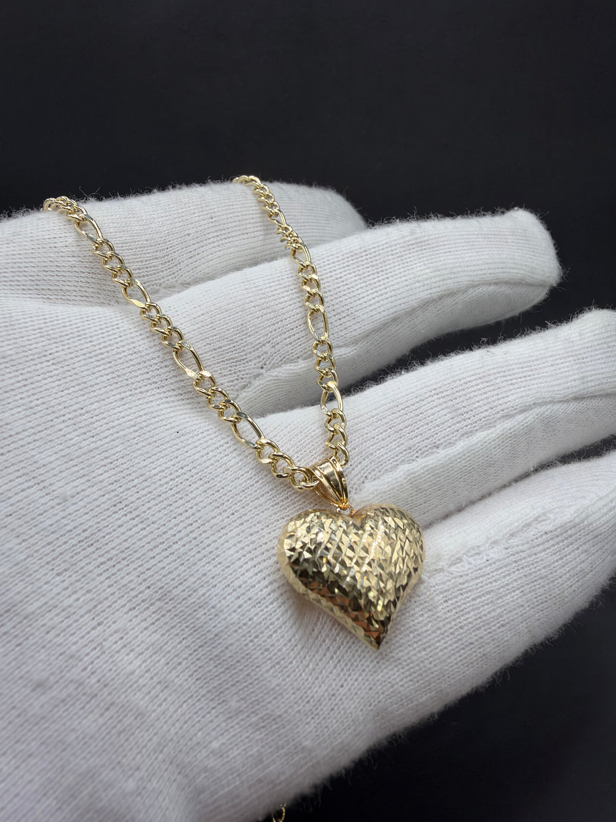 14K Gouden Figaro Ketting met Hart Hanger – 55 cm – 3,1 mm