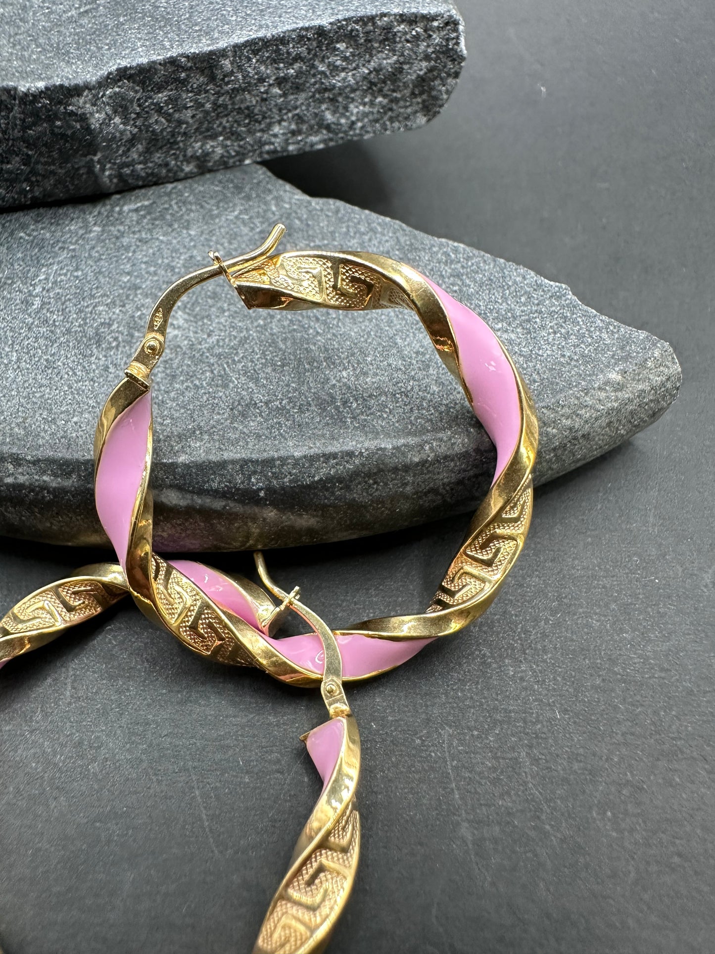 14K Gouden Roze Wokkels met Meandros Bewerking – 33 mm