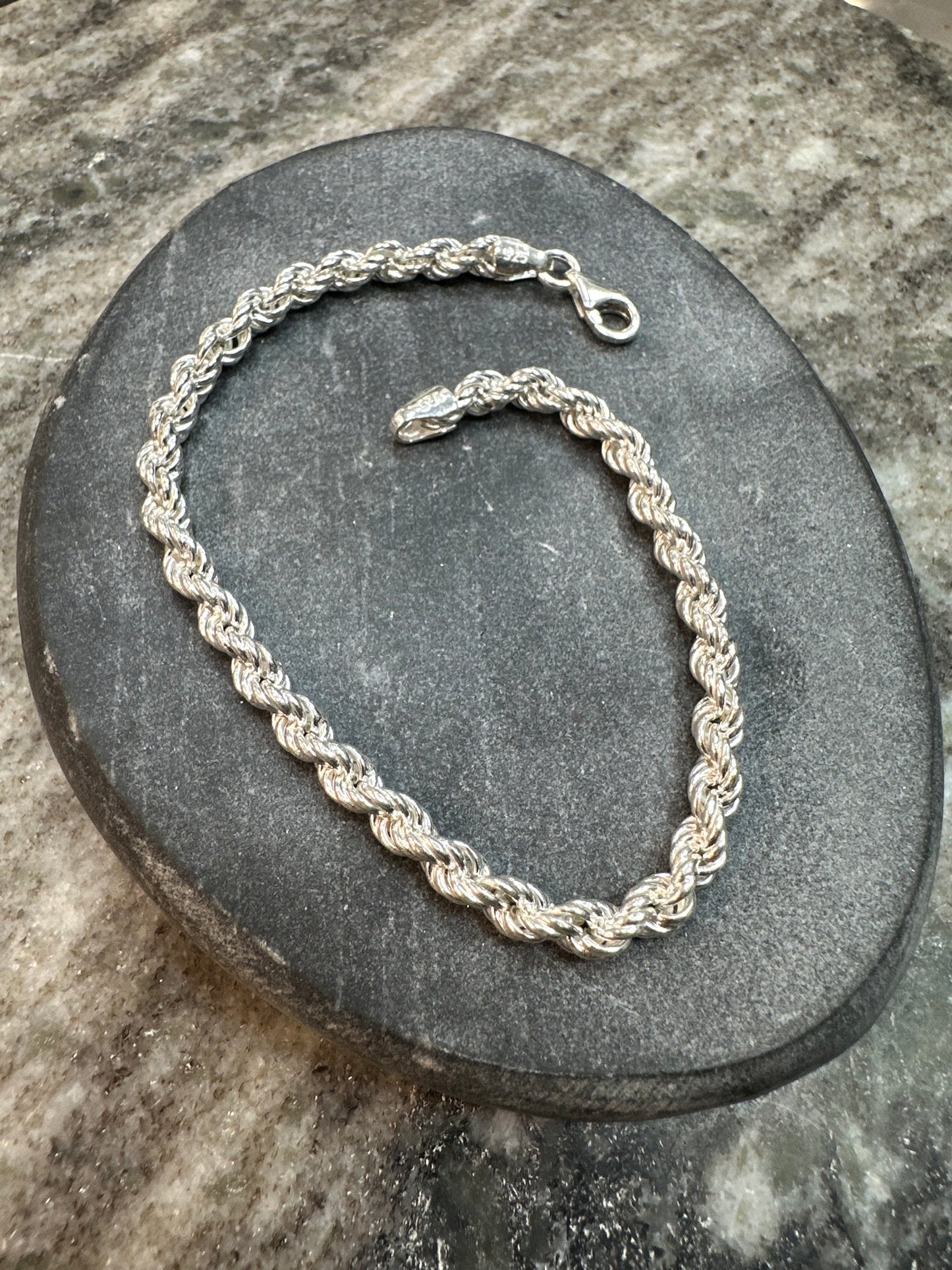 Prachtige 925 Zilveren Rope Armband – 21 cm | 4,5 mm | Tijdloos & Stijlvol