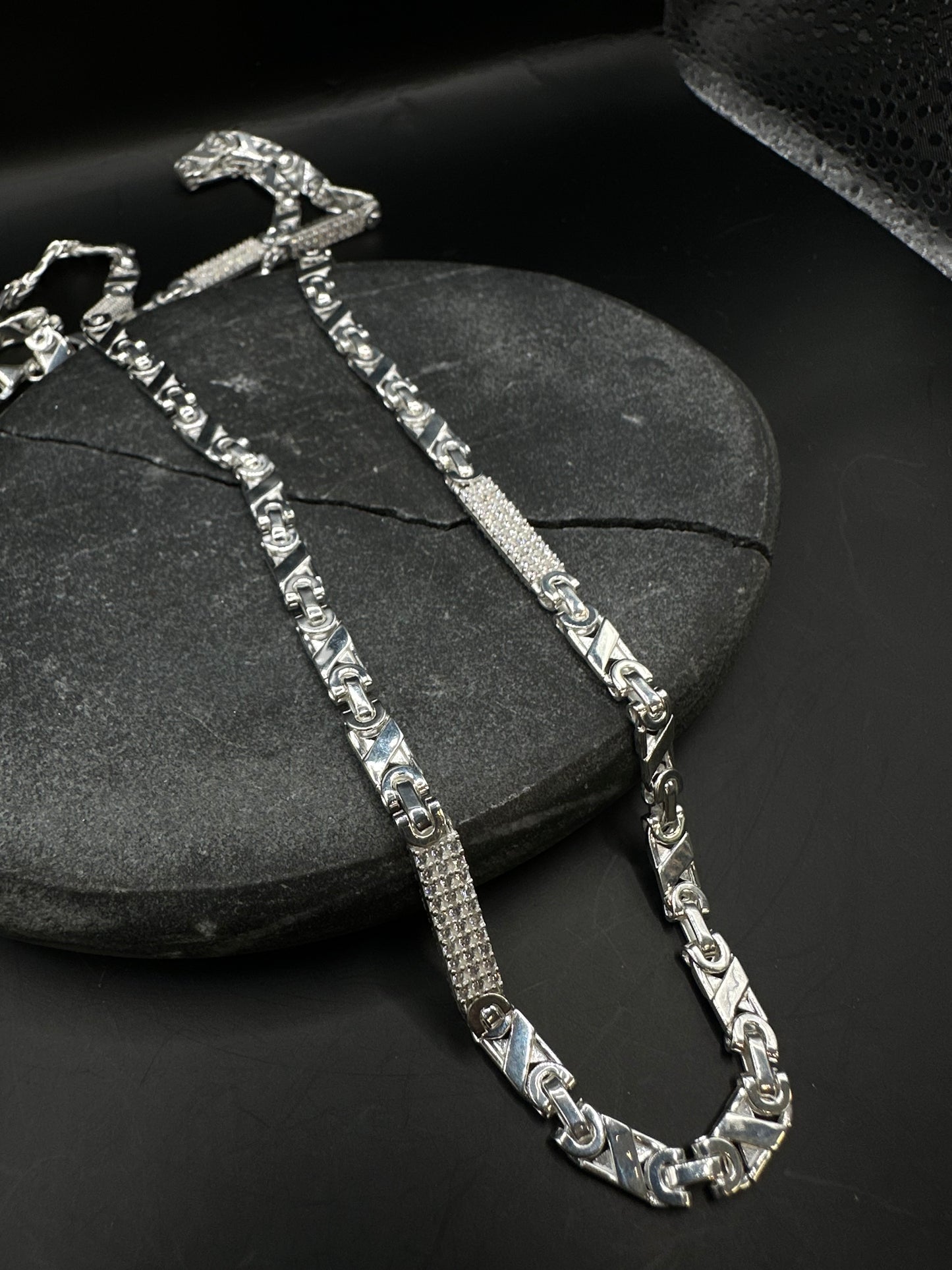 925 Zilveren Iced Valentino Ketting – 60 cm