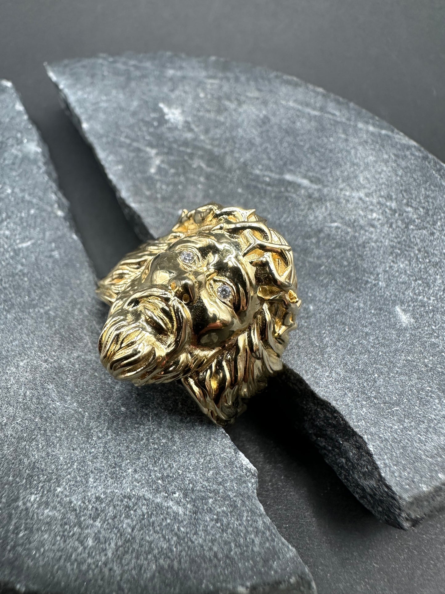 14K Gouden Jezus Hoofd Ring – Maat 20