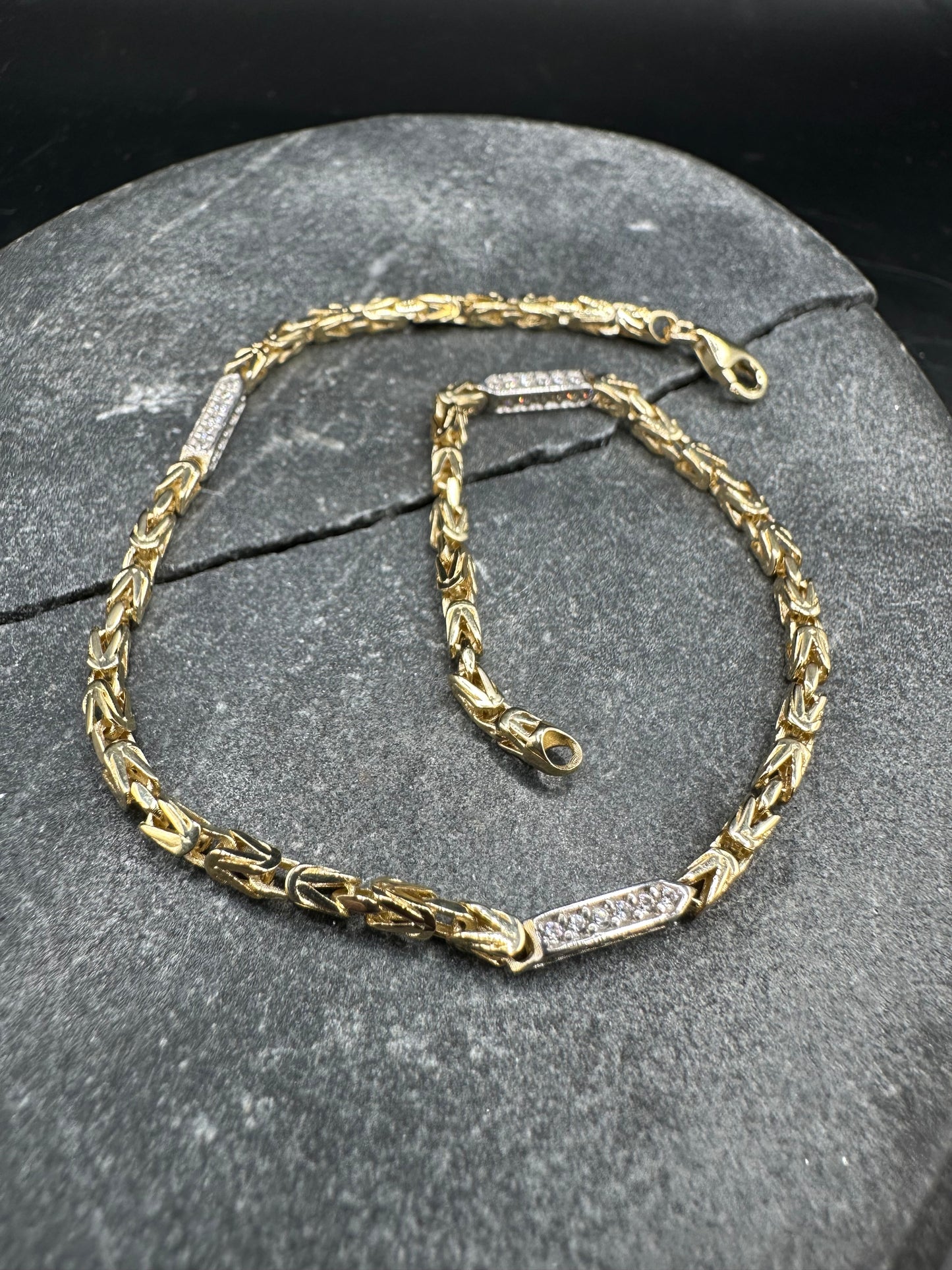 14K Gouden Koningsarmband met Zirkonia Stenen – 21 cm