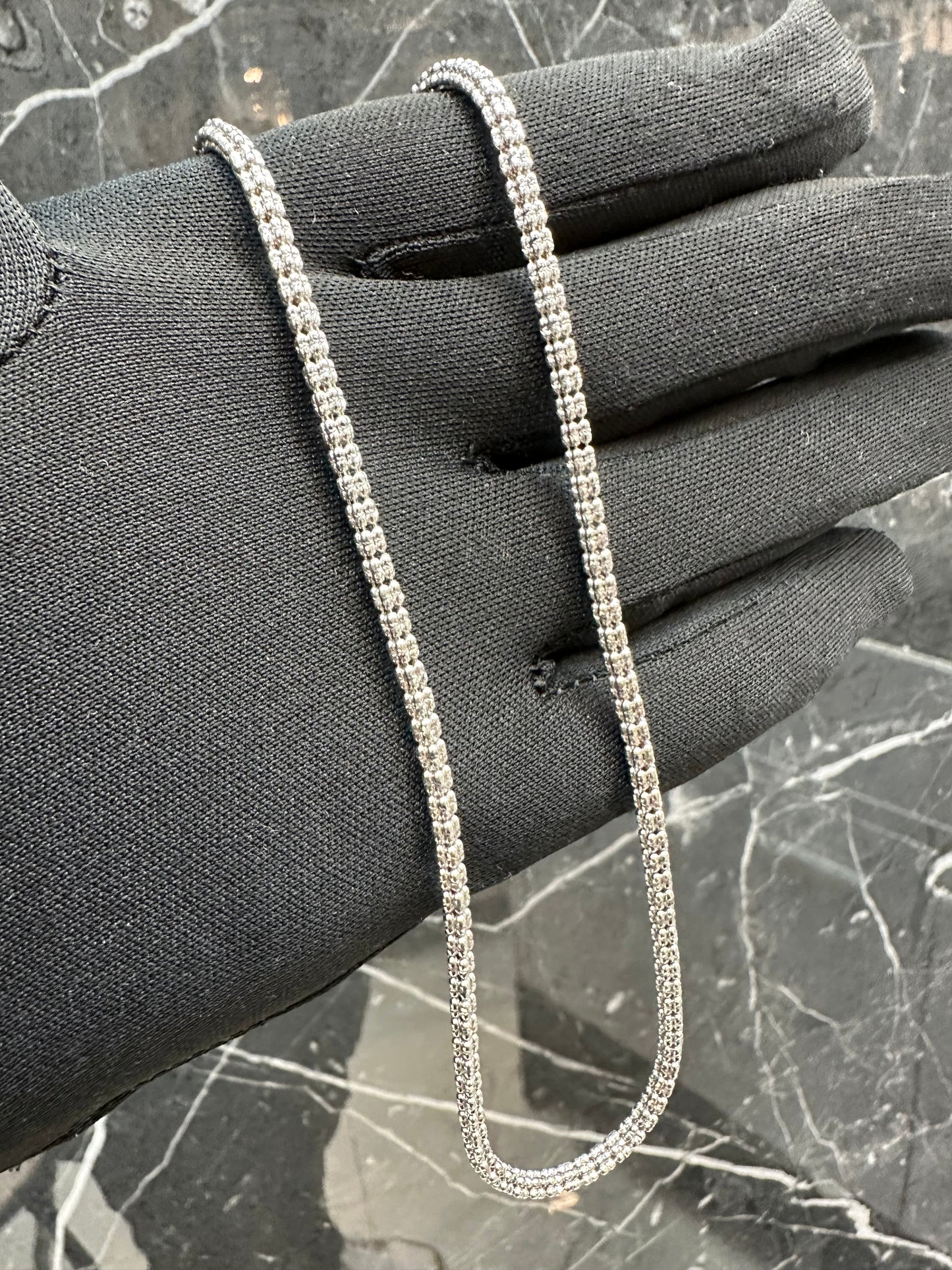 Prachtige 14K Witgouden Ketting met Diamond Cut – 57 cm | 3,1 mm | Luxe Glans