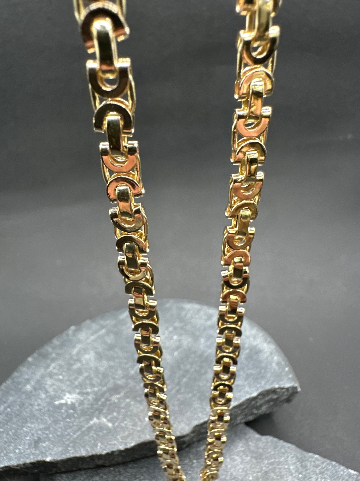 14K Gouden Massieve Platte Koningsketting – 70 cm