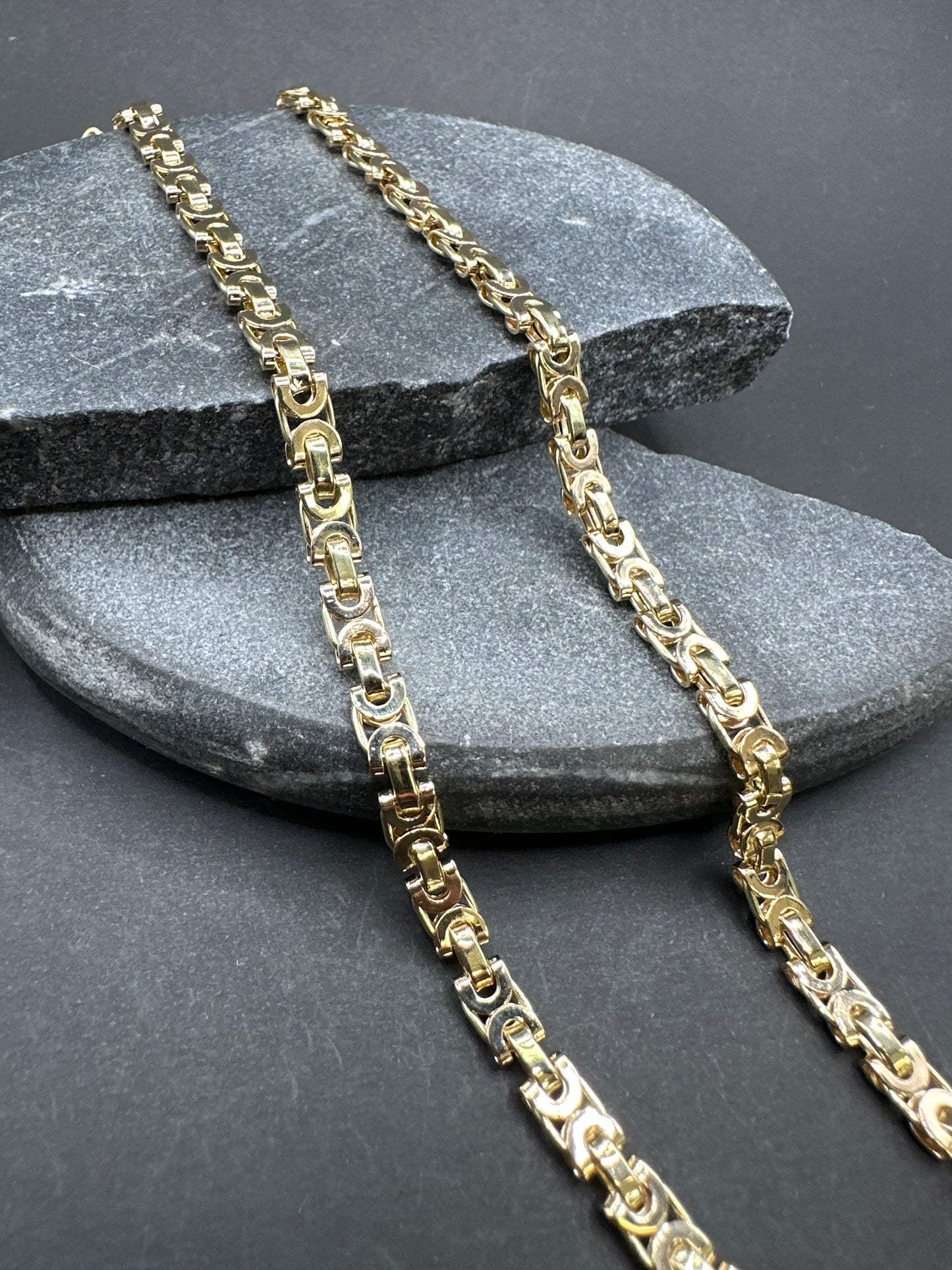 14K Gouden Massieve Platte Koningsketting – 70 cm