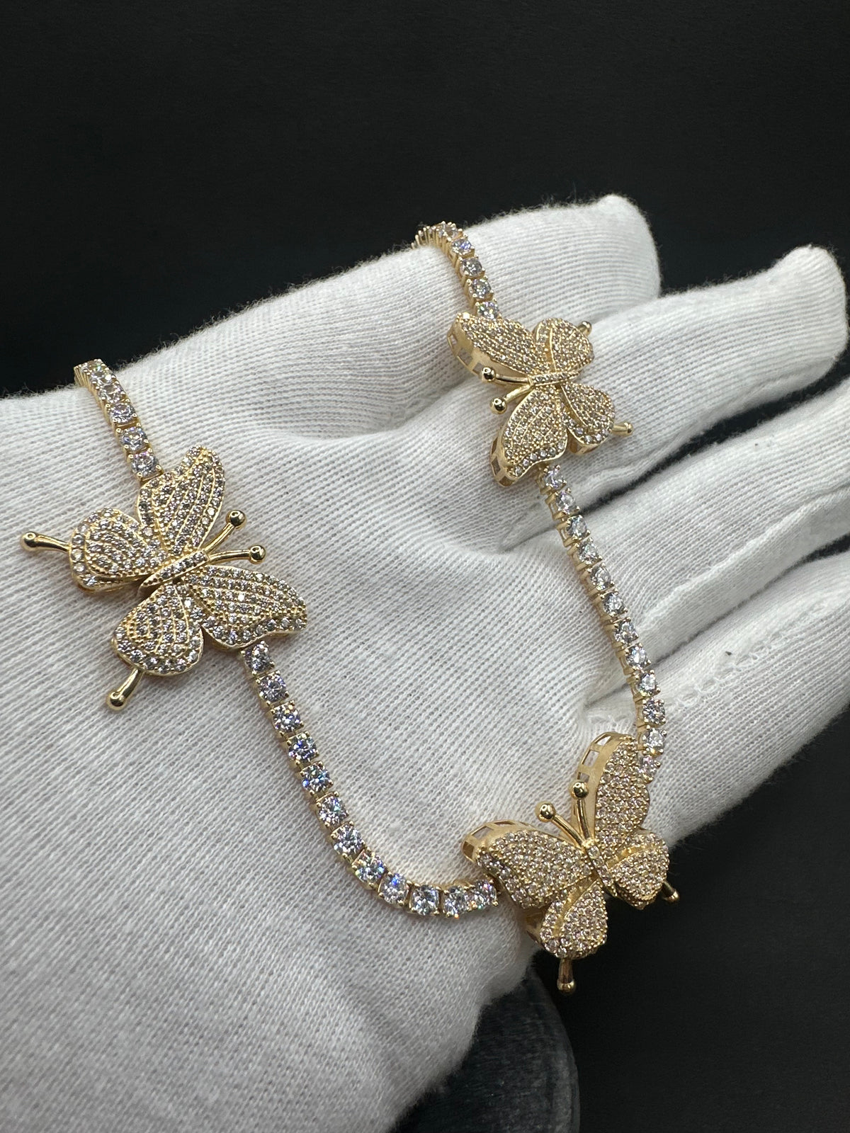 14K Gouden Vlinderketting met Zirkonia – 44 cm | 3 mm