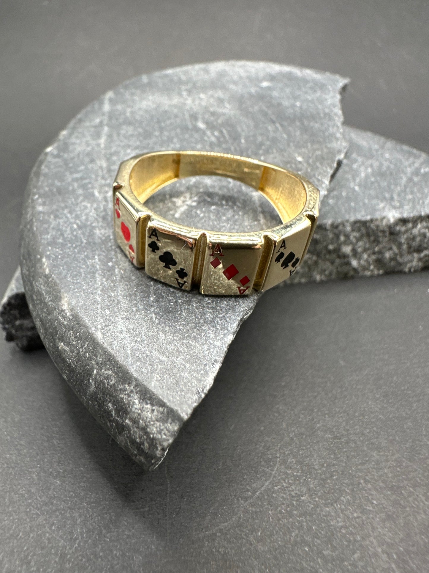 14K Gouden Kaartspel Ring – Maat 19,5