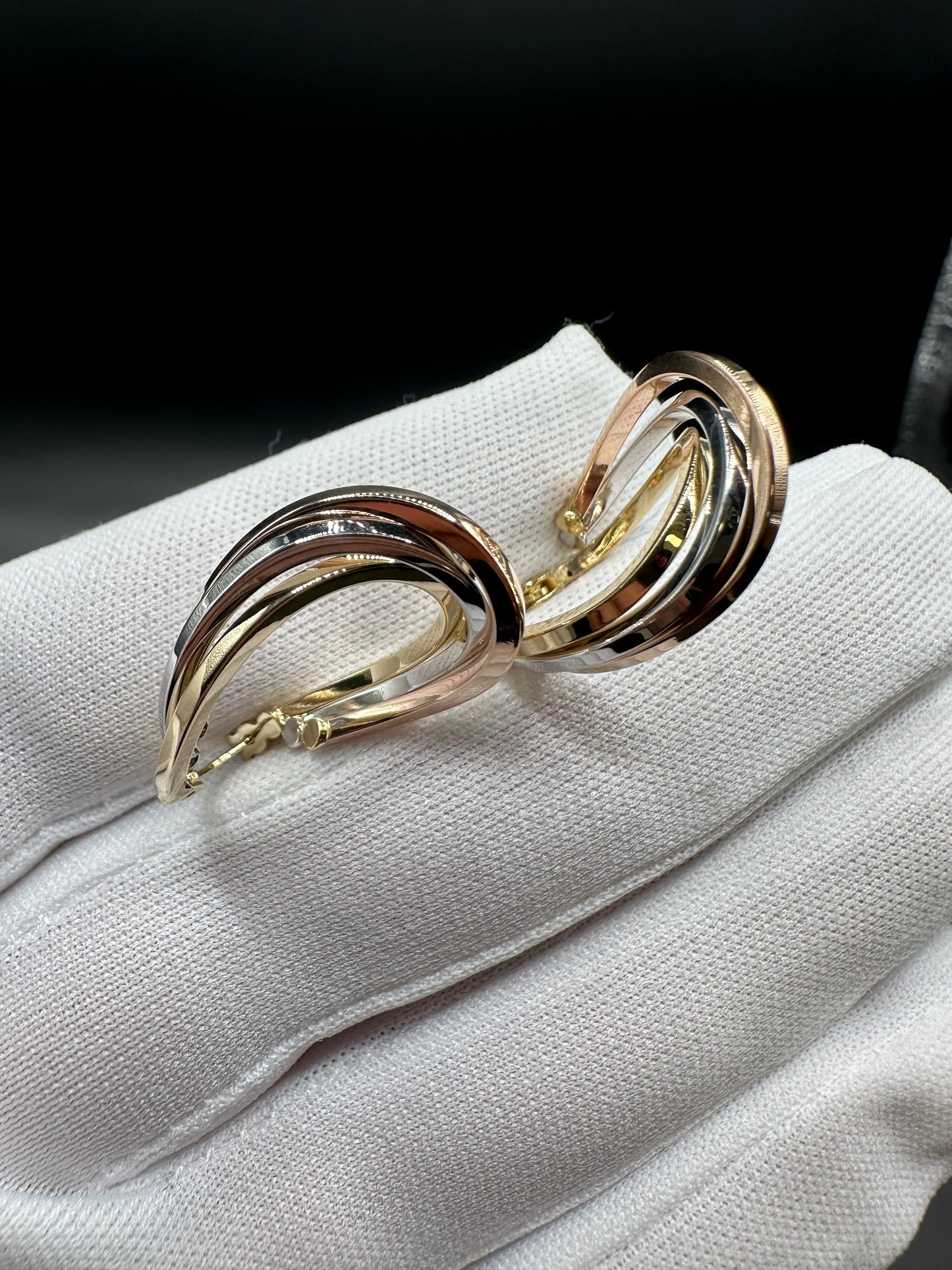 14K Gouden Tricolor Oorbellen – 20 mm