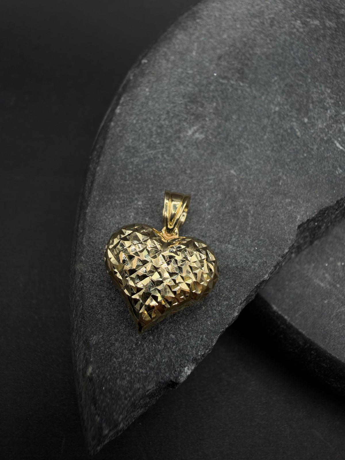 14K Gouden Diamond Cut Hart Hanger
