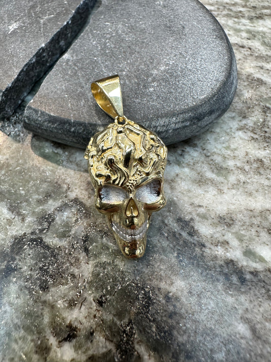 Prachtige 14K Gouden Skull Hanger – Bicolor | 18,8 mm breed | Stoer & Uniek