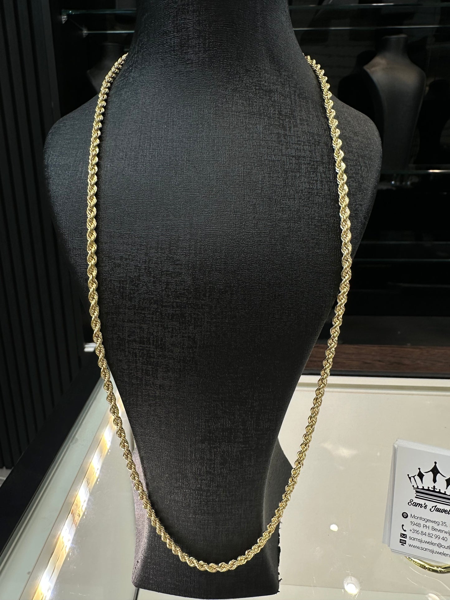 14k gouden rope chain 70 cm 3,8 mm