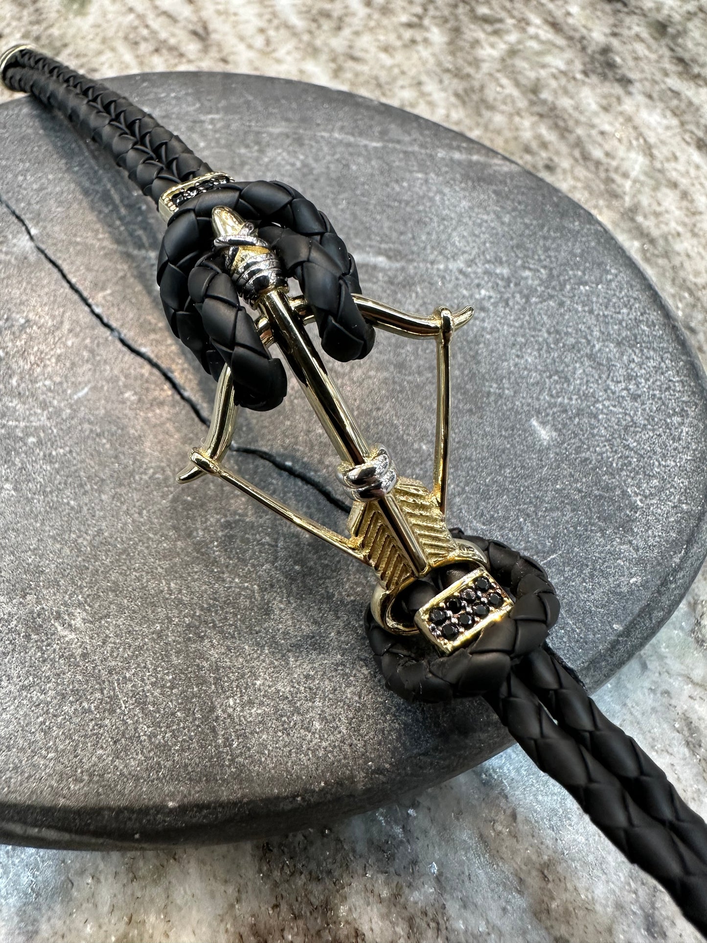 14K Gouden Pijl & Boog Armband met Leer