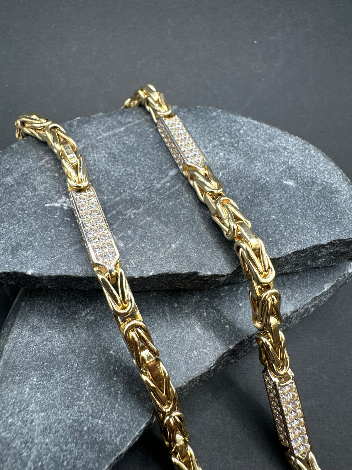 14K Gouden Iced Koningsketting met Zirkonia – 62 cm