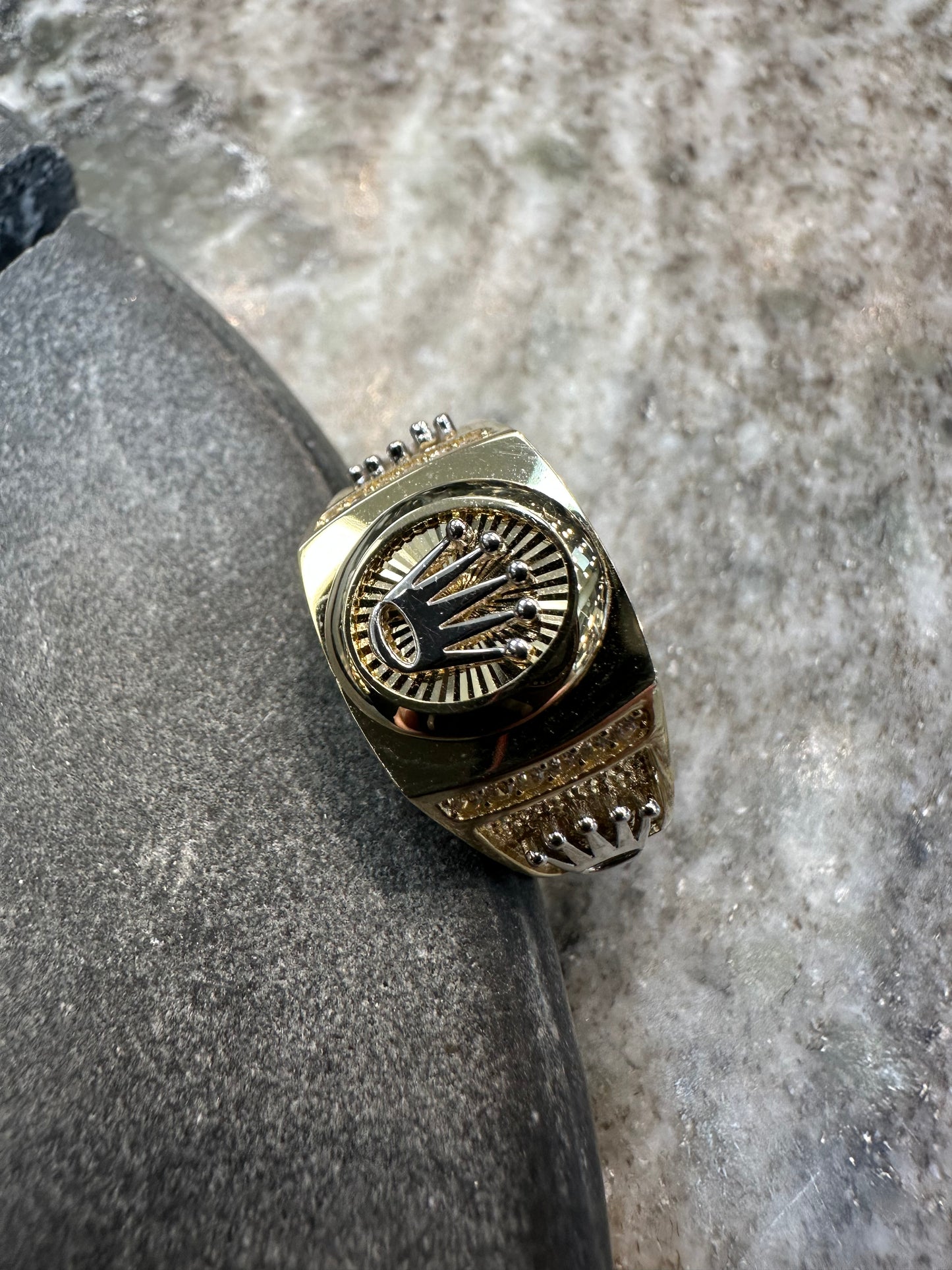 14K Gouden Trio Kroon Ring – Bicolor | Maat 20,5 | Luxe & Koninklijk Design