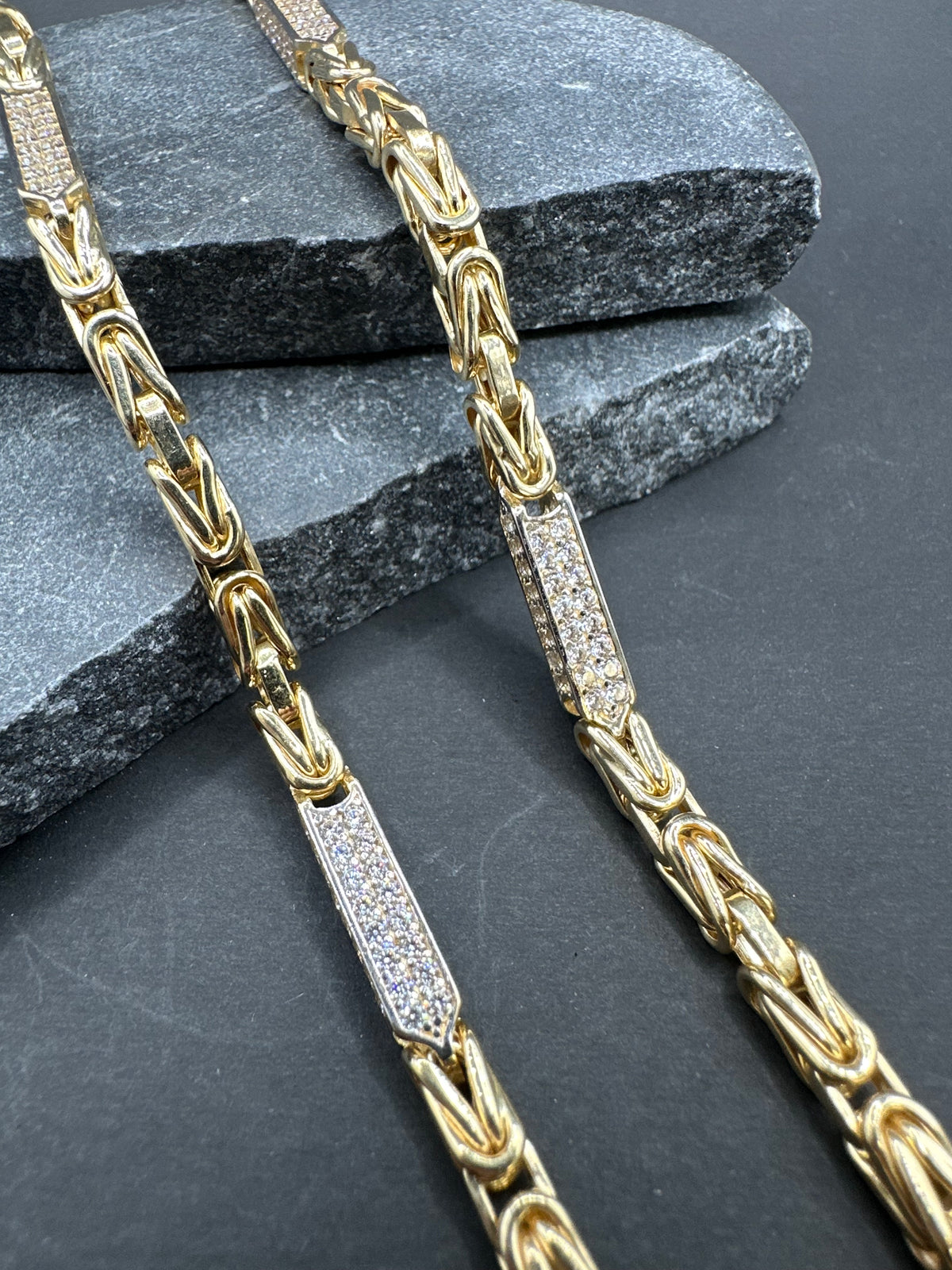 14K Gouden Iced Koningsketting met Zirkonia – 62 cm