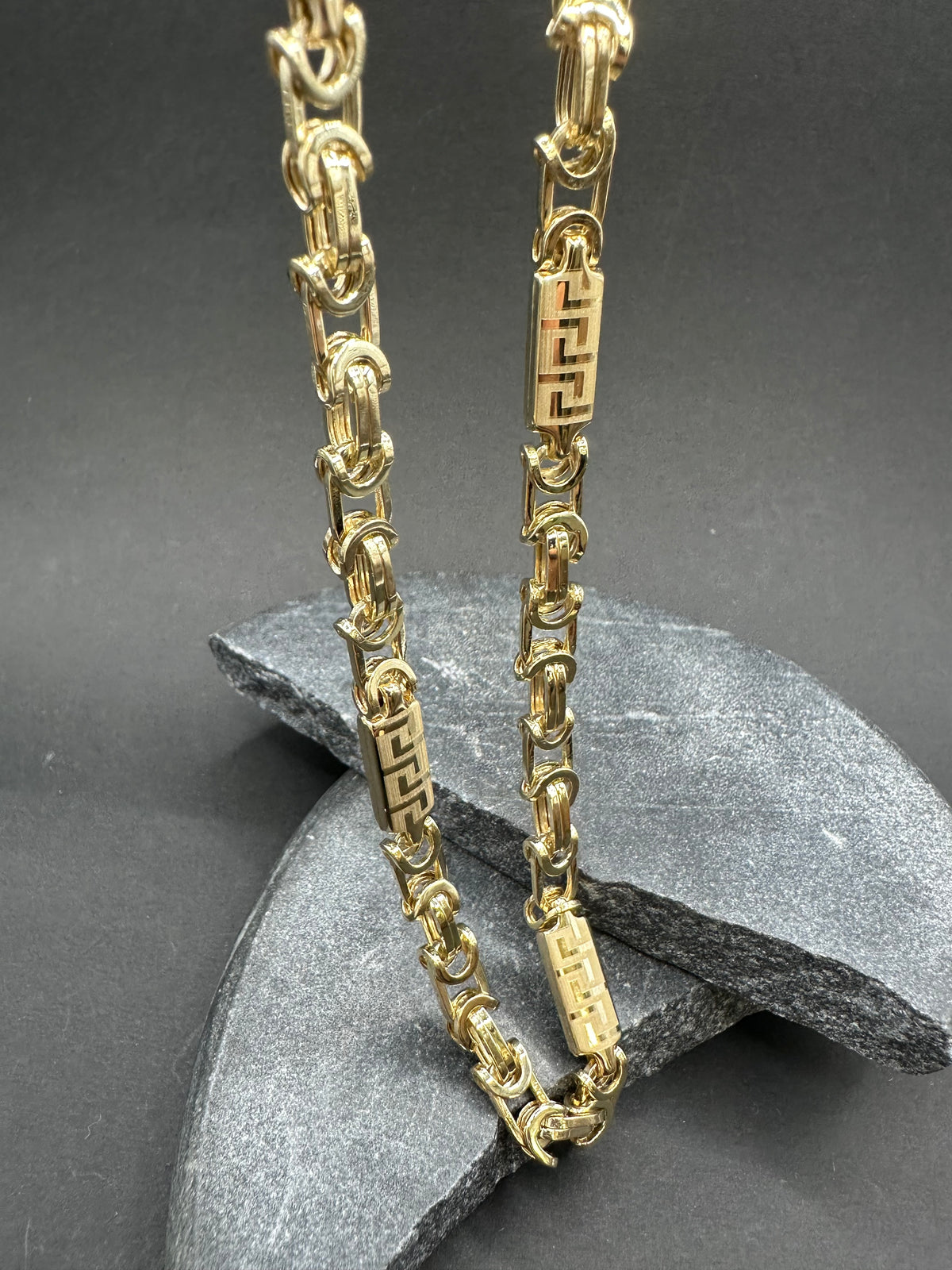 14K Gouden Platte Koningsketting met Meandros Bewerking – 65 cm