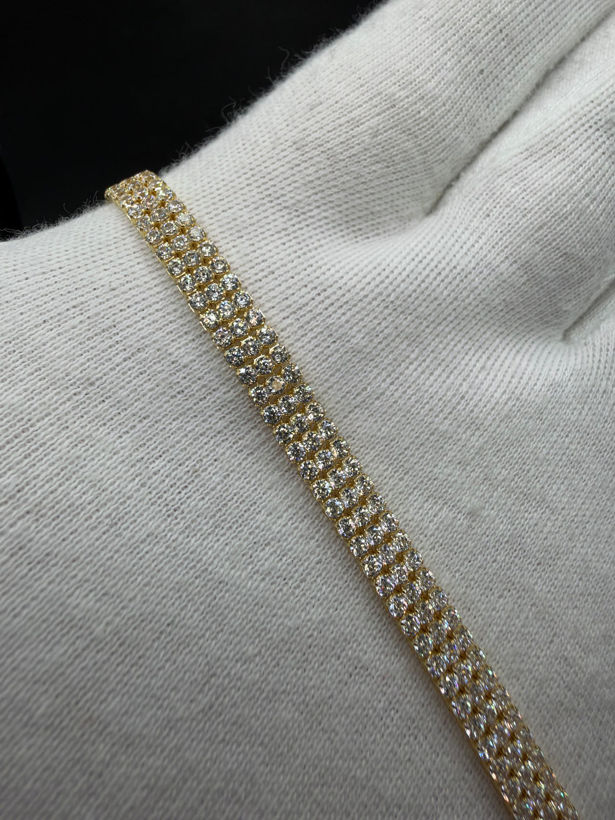 14K Gouden Triple-Row Tennisarmband met Zirkonia – 5,2 mm