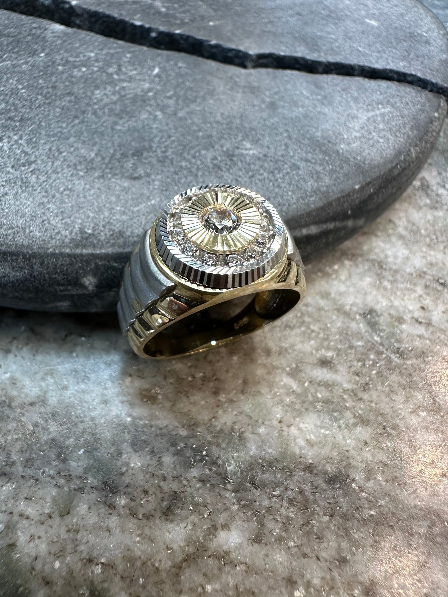 Prachtige 14K Gouden Bicolor Ring met Zirkonia – Maat 19,5 | Luxe & Elegant