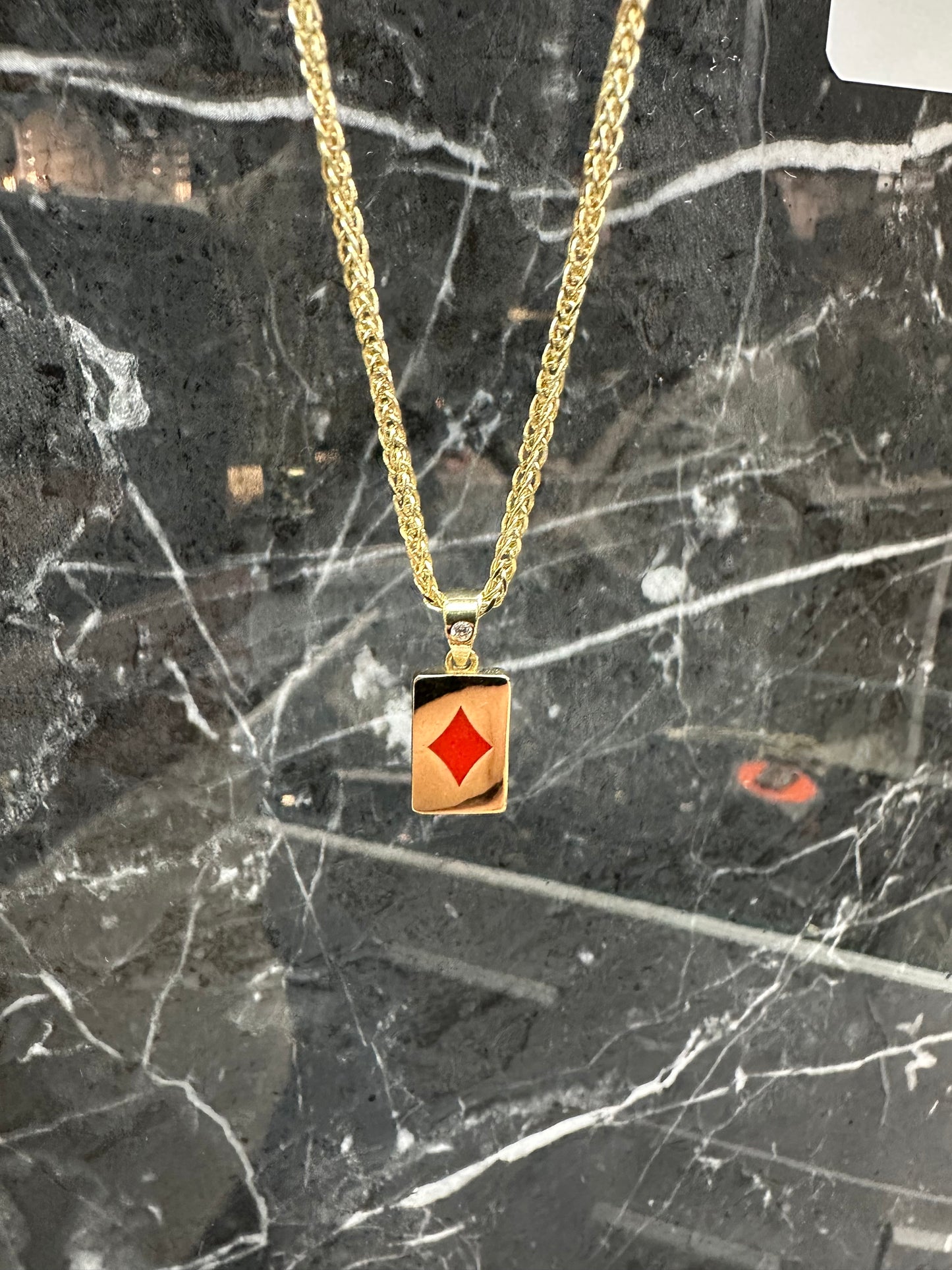 Prachtige 14K Gouden Vossenstaart Ketting met Kaartspel Hanger – 50 cm | 2mm